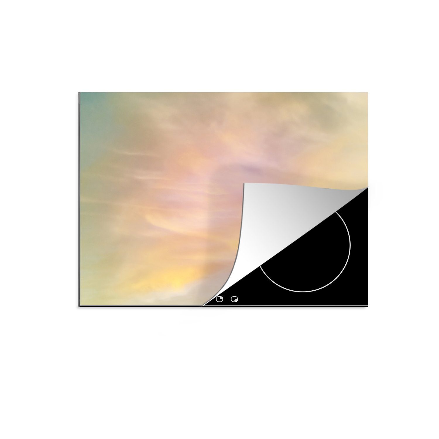 MuchoWow Herdblende-/Abdeckplatte Pastellwolken, Vinyl, (1 tlg), 70x52 cm, Mobile Arbeitsfläche nutzbar, Ceranfeldabdeckung