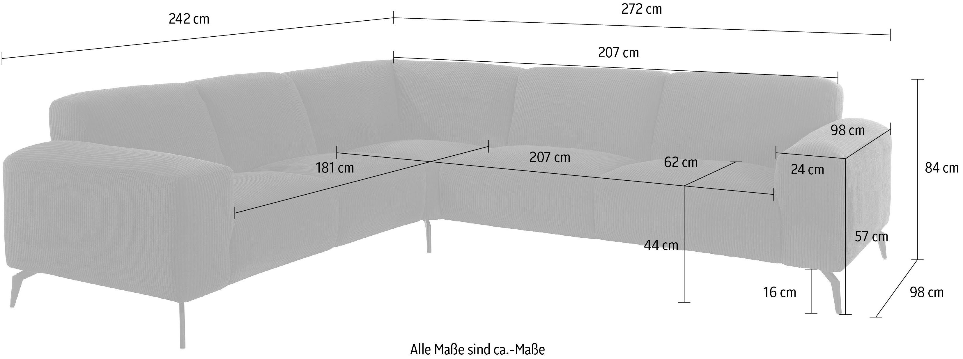 und Ecksofa andas Bezug Wellenunterfederung mit Cord Drobak,