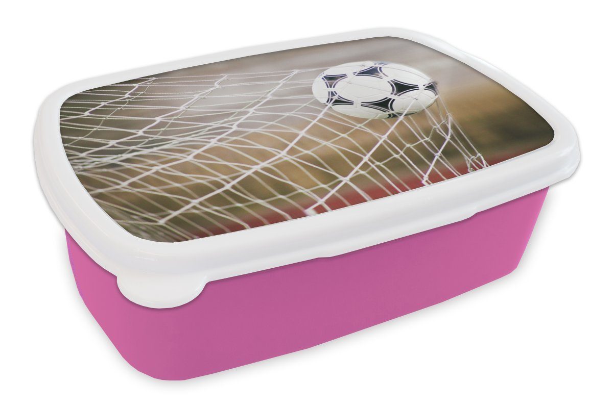 MuchoWow Lunchbox Ball im Netz, Kunststoff, (2-tlg), Brotbox für Erwachsene, Brotdose Kinder, Snackbox, Mädchen, Kunststoff rosa