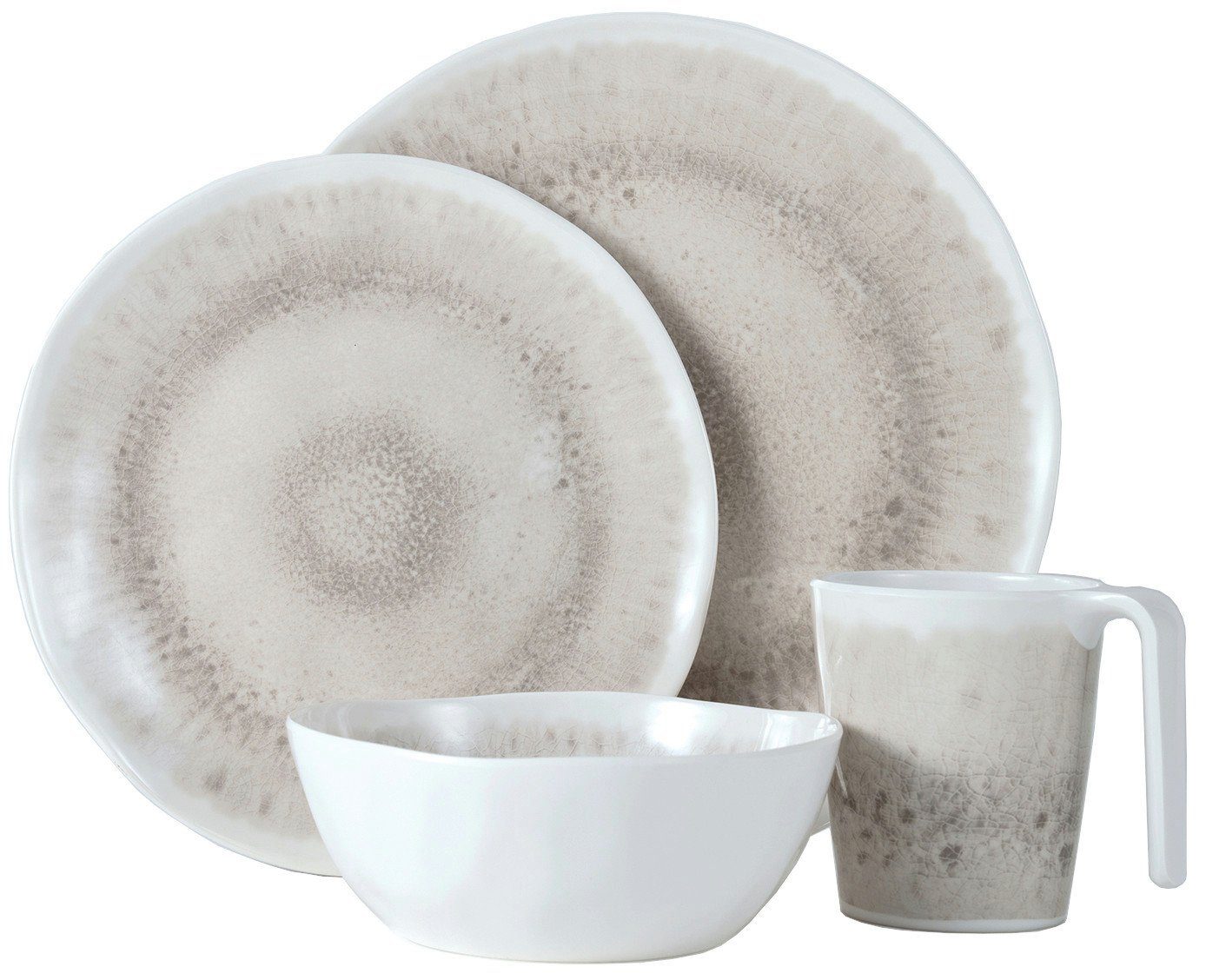 Moritz Geschirr-Set Camping Geschirr 4 Personen Amboss 16 Teilig + 4 Tiamo Wassergläser