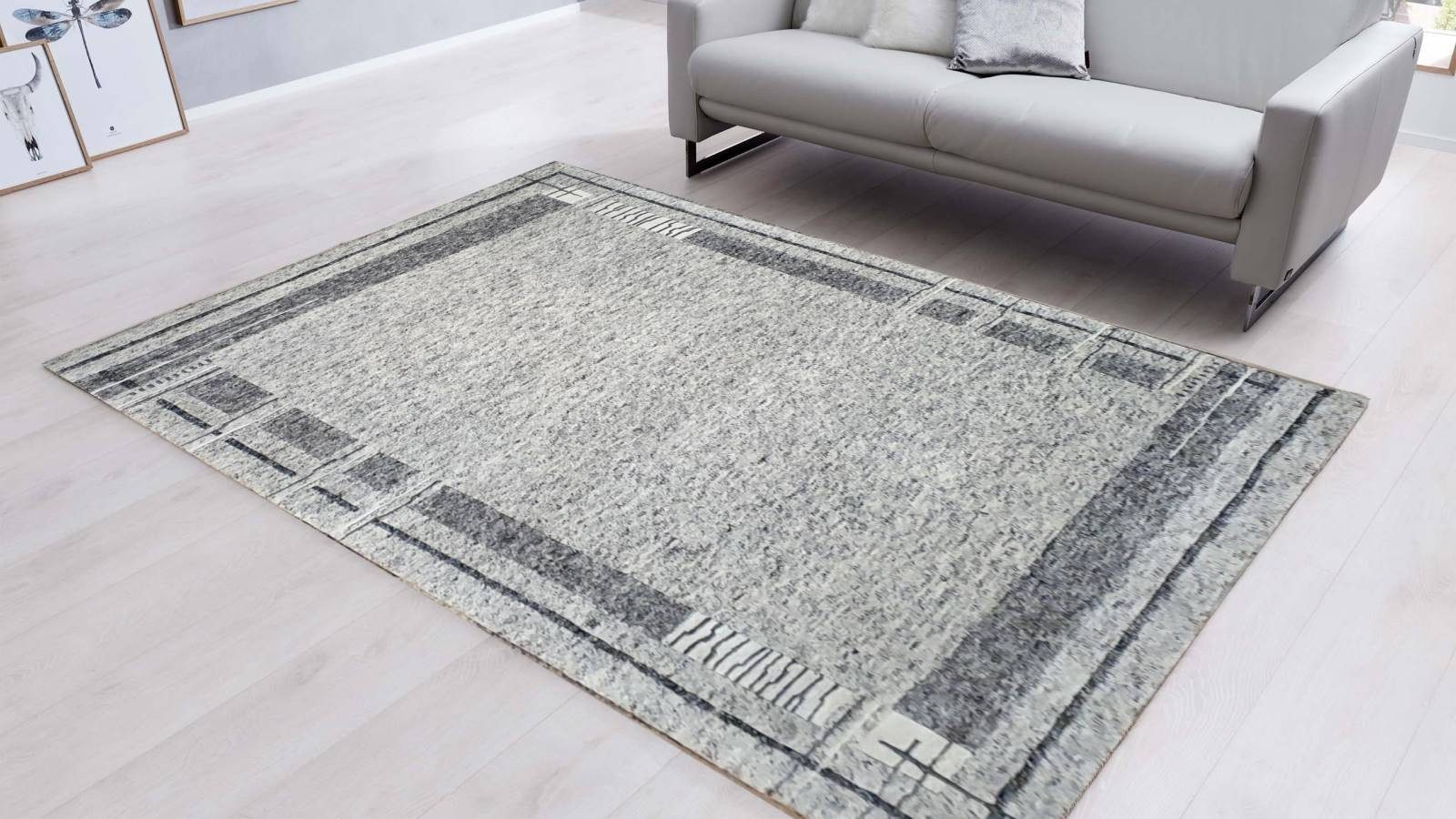 Rug Studios Teppich Designer Teppich NEPALI Handgeknüpft, Rechteckig, Höhe: 20 mm, Wohnzimmer, 70 x 140 cm, Hellgrau