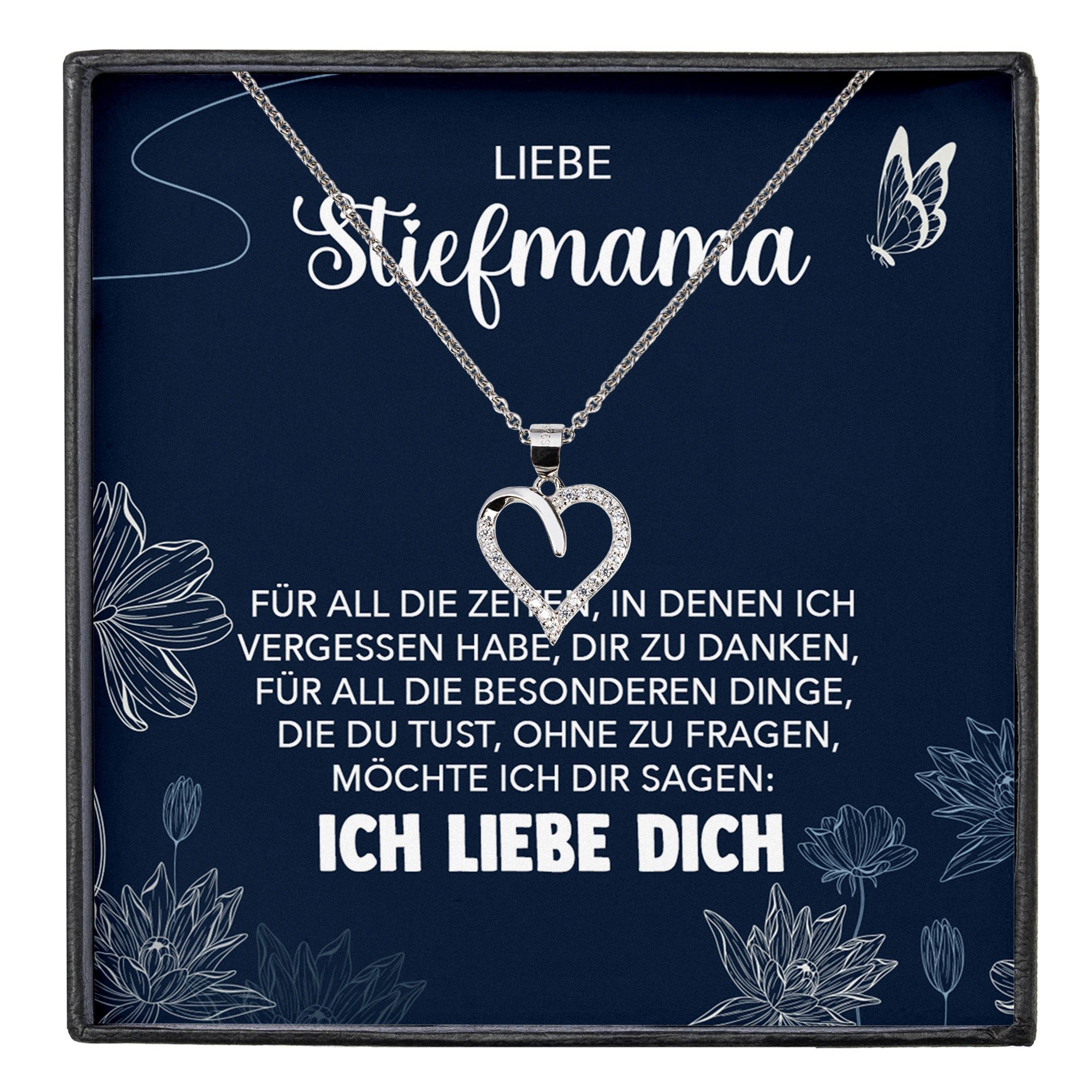 Schmuckset Stiefmama Geschenk Muttertag Bonus-Mama Herz Halskette Geburtstag