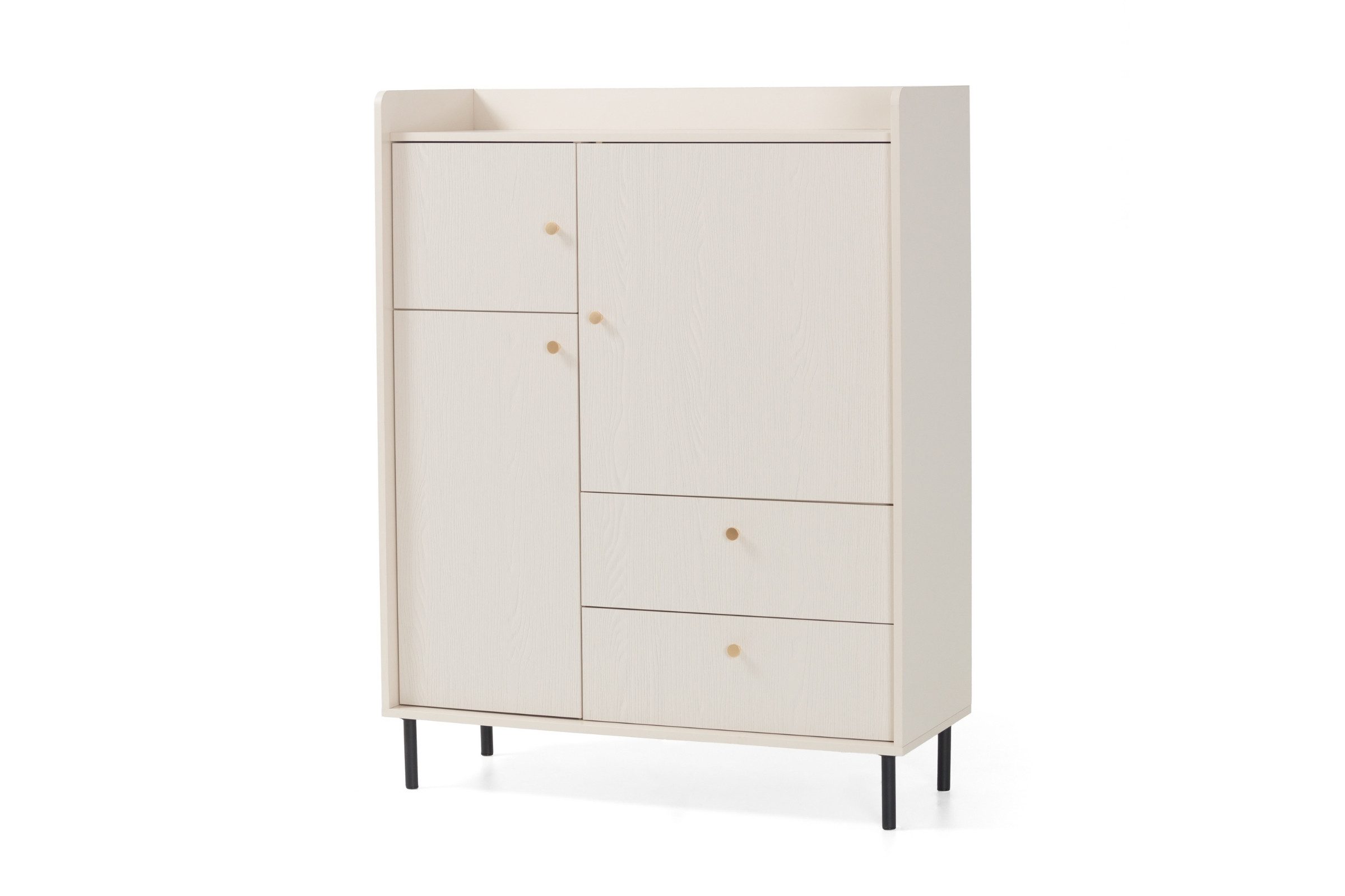 Deine Möbel 24 Kommode GEORGIA 01 Sideboard Wohnzimmer 103,5 / 133 / 42 cm (B/H/T) (Set, 2 St., inkl. Schubladen Drehtür), GEORGIA-Kollektion Sandbeige Beige