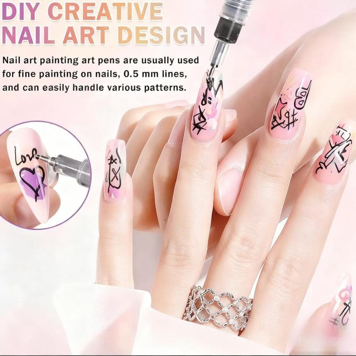 FELIXLEO Nageldesign Zubehör 12 farbige Nageldesign Marker Set Acryl schnelltrocknend, 1-tlg. – Bild 4 von 5