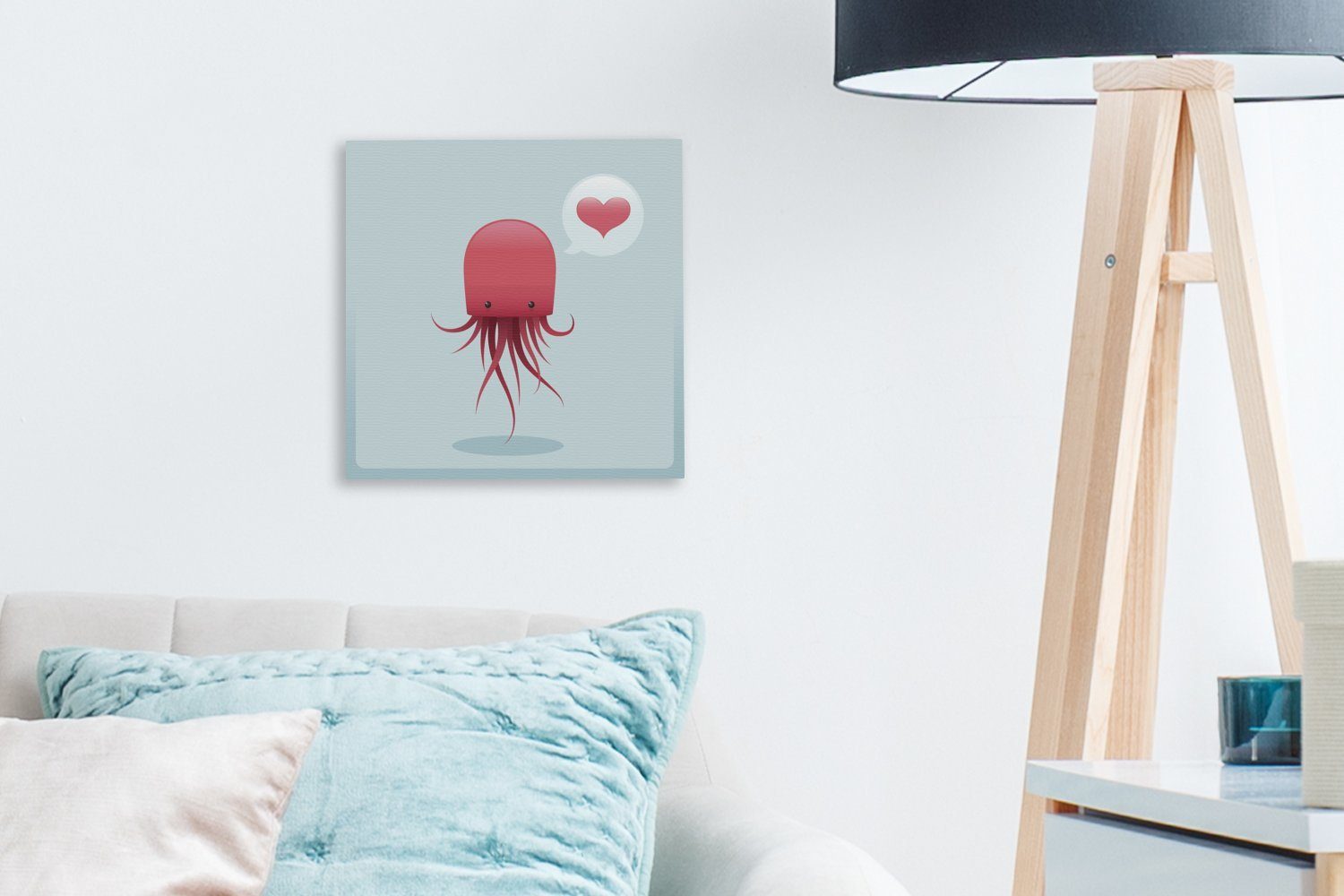OneMillionCanvasses® Leinwandbild Qualle - Herz Bilder - St), (1 Leinwand Schlafzimmer Rot, Wohnzimmer für