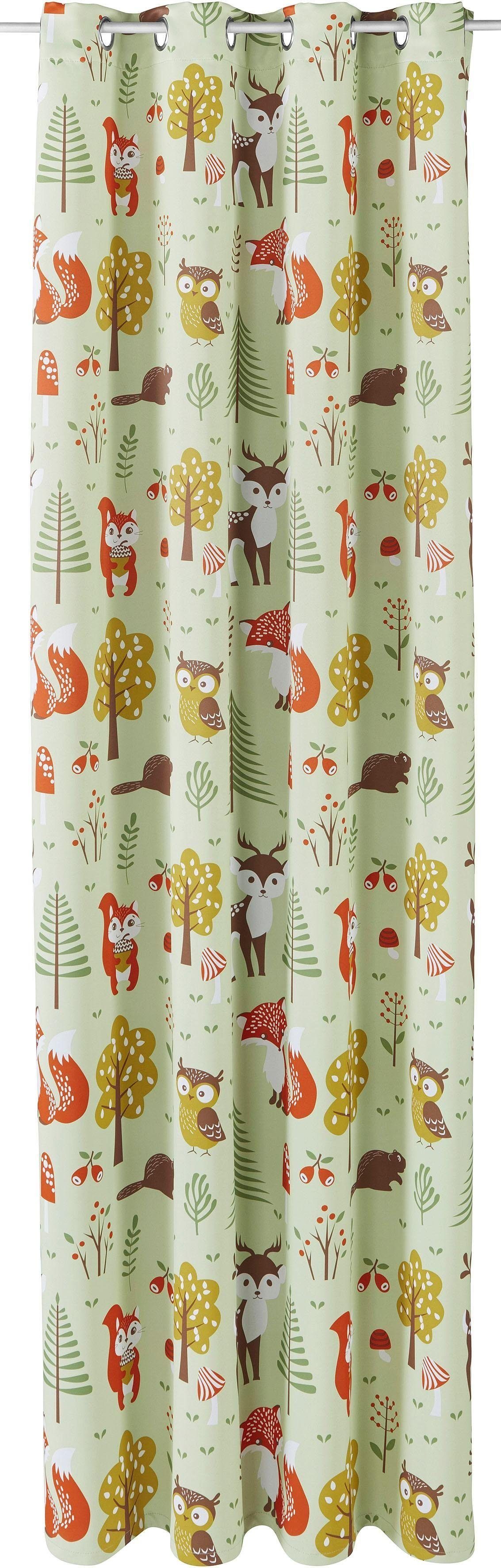 my home Verdunkelungsvorhang Waldtiere (1 St), Ösen, verdunkelnd, bedruckte günstig online kaufen