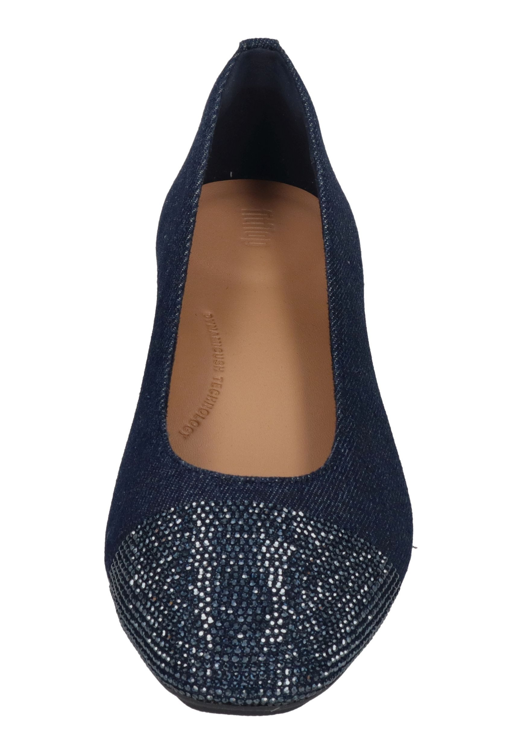 Fitflop DELICATO CRYSTAL CAP-TOE DENIM BALLET FLATS Ballerina Dark Denim – Bild 3 von 5