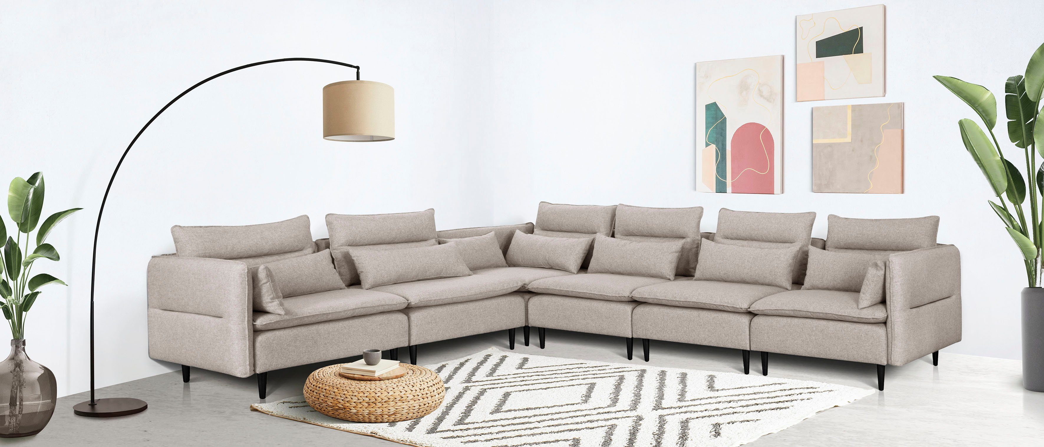 andas Ecksofa ALVIK L-Form, zusammengesetzt aus Modulen, erweiterbar mit Modulen der Serie