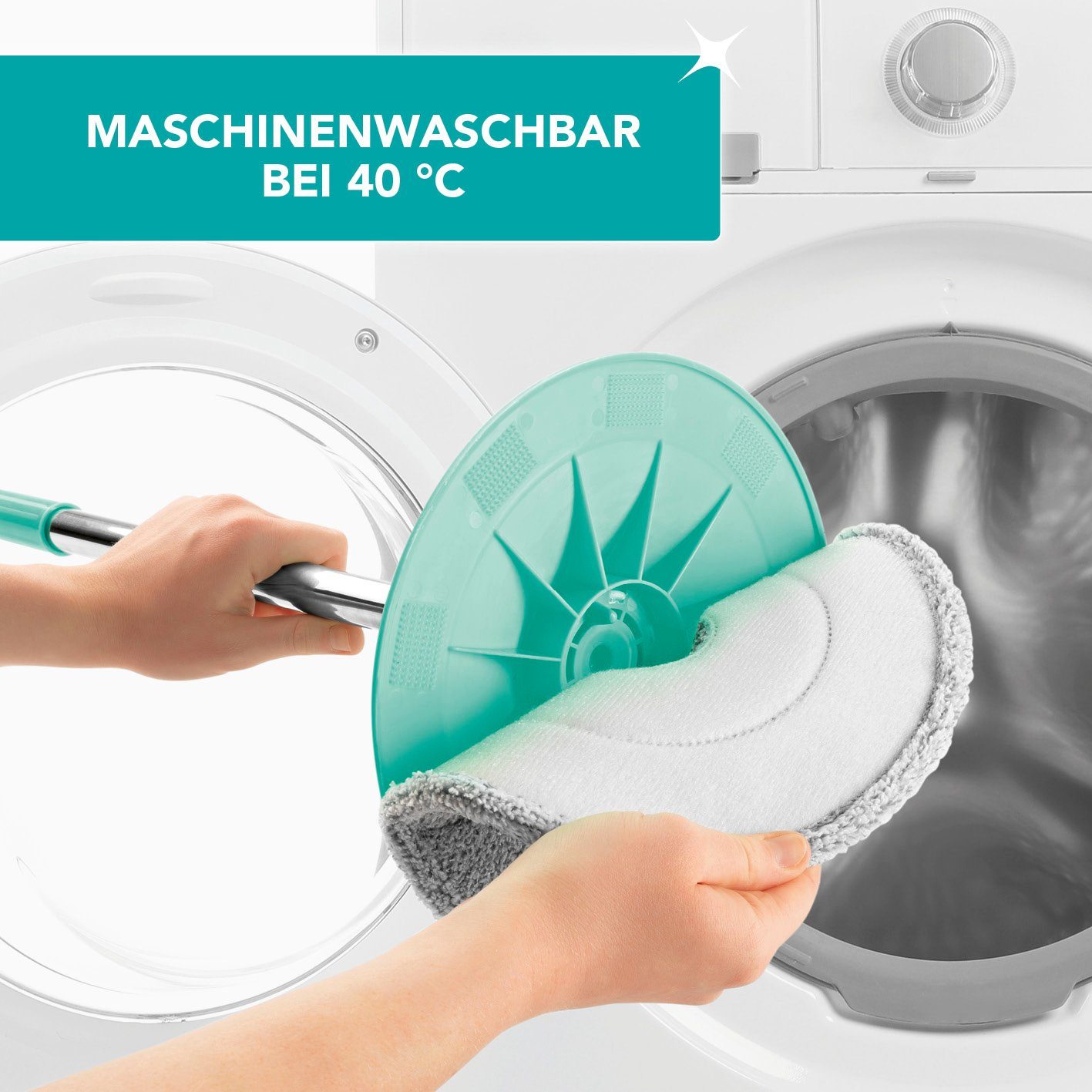 CLEANmaxx Ersatz-Wischtuch Spin-Mopp 24cm Durchmesser) grau/weiß (2-tlg., Reinigungstücher 2er-Set