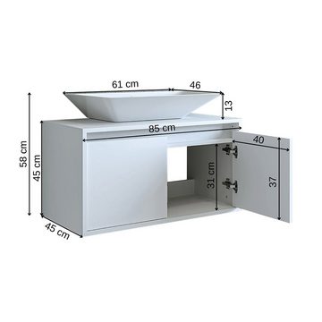 Roomart Badmöbel-Set, (Badmöbel ATLANTIC 85cm in 4 Farben Unterschrank ohne Waschbecken)