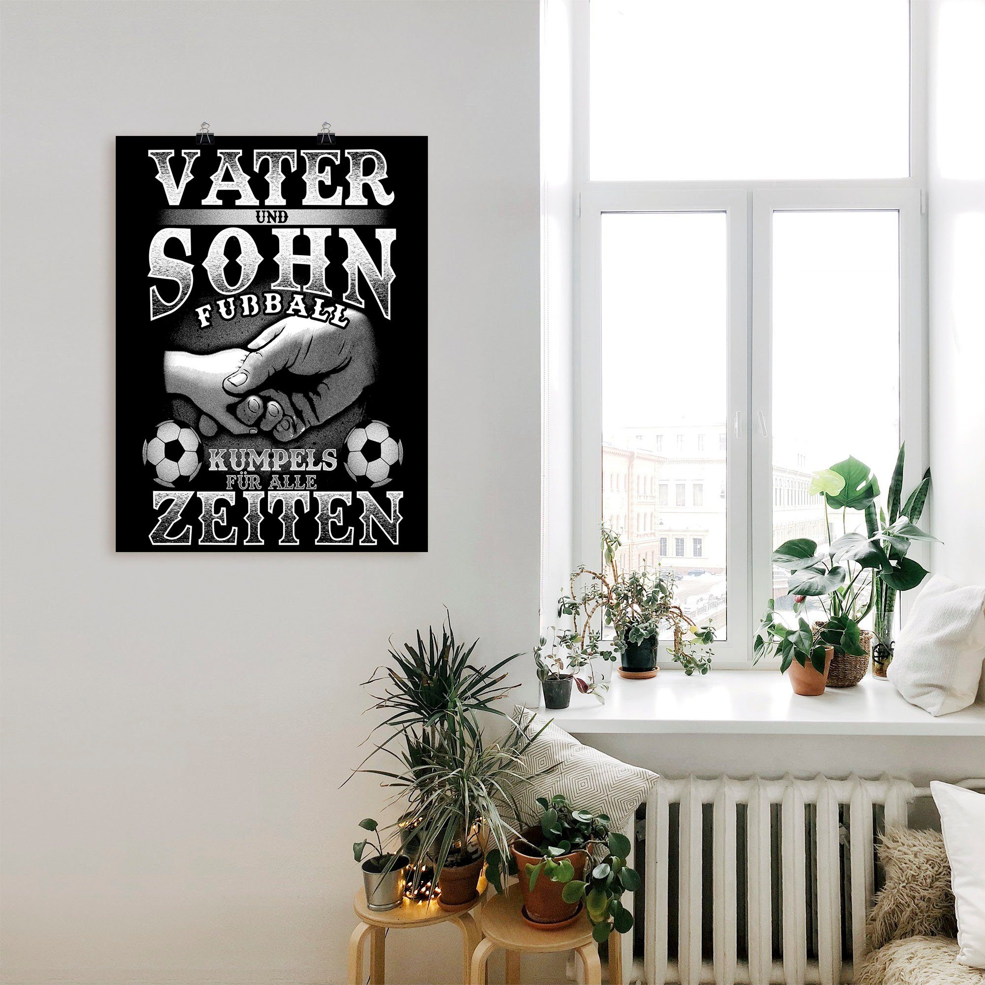 Artland Poster Vater und Sohn Fußball Kumpels, Sprüche & Texte (1 St), ohne Rahmen