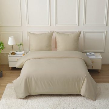 Bettwäsche Bettwäsche-Set Bettbezug mit Kissenbezug Einfarbig Weich Premium, WISHDOR, 1 Stück 155x220 cm mit 2 Kopfkissenbezug 80x80 cm