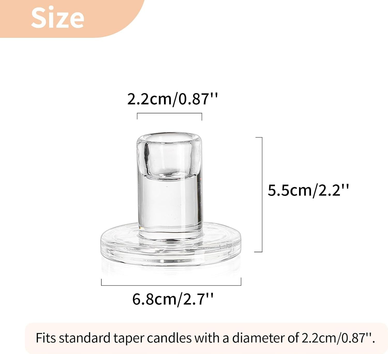FELIXLEO Teelichthalter 2er Set Kerzenhalter Glas für Stabkerzen Hochzeit Tischdeko (1 St)