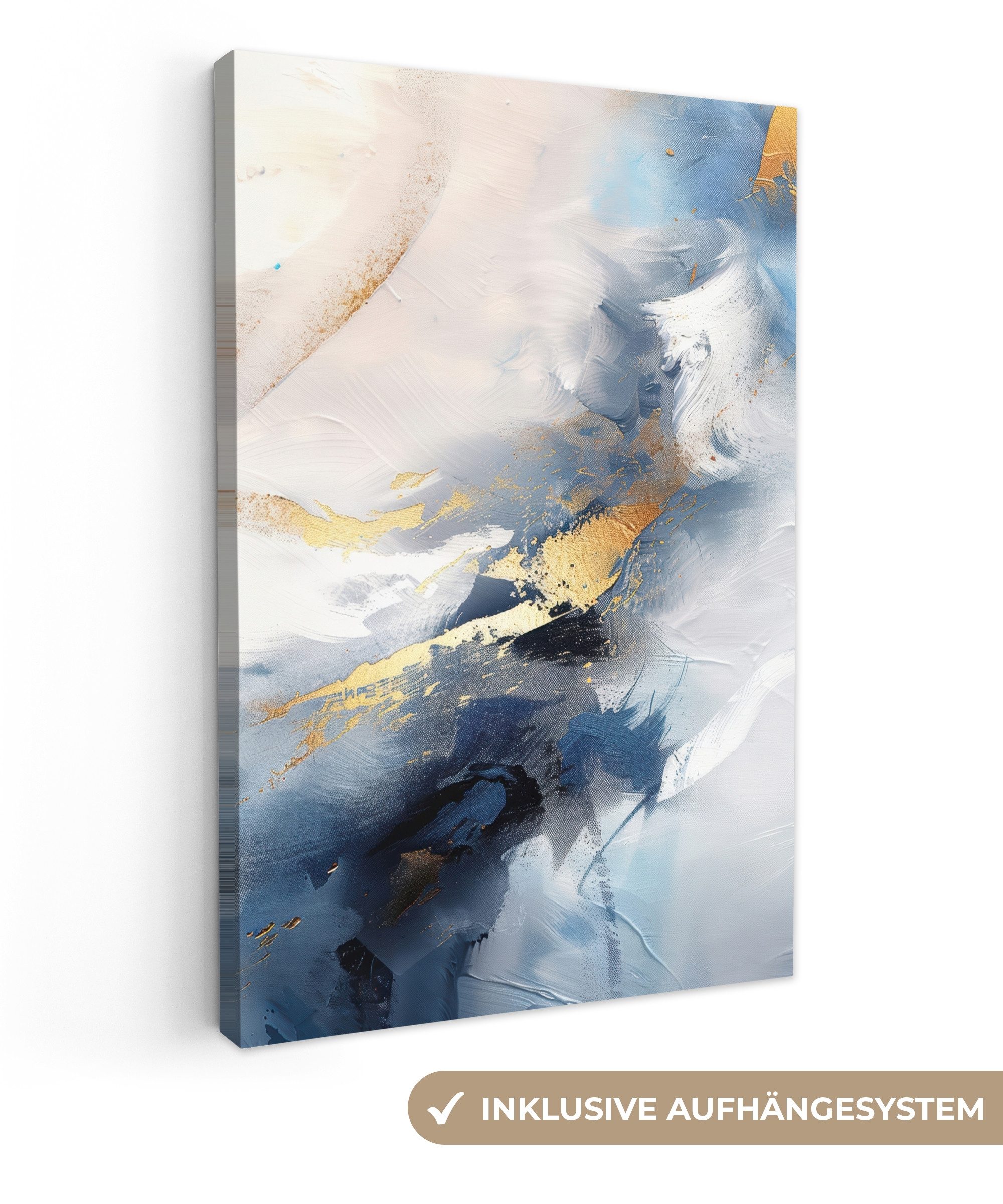 OneMillionCanvasses® Leinwandbild Blau - Modern - Marmor - Abstrakt - Gold, günstig online kaufen