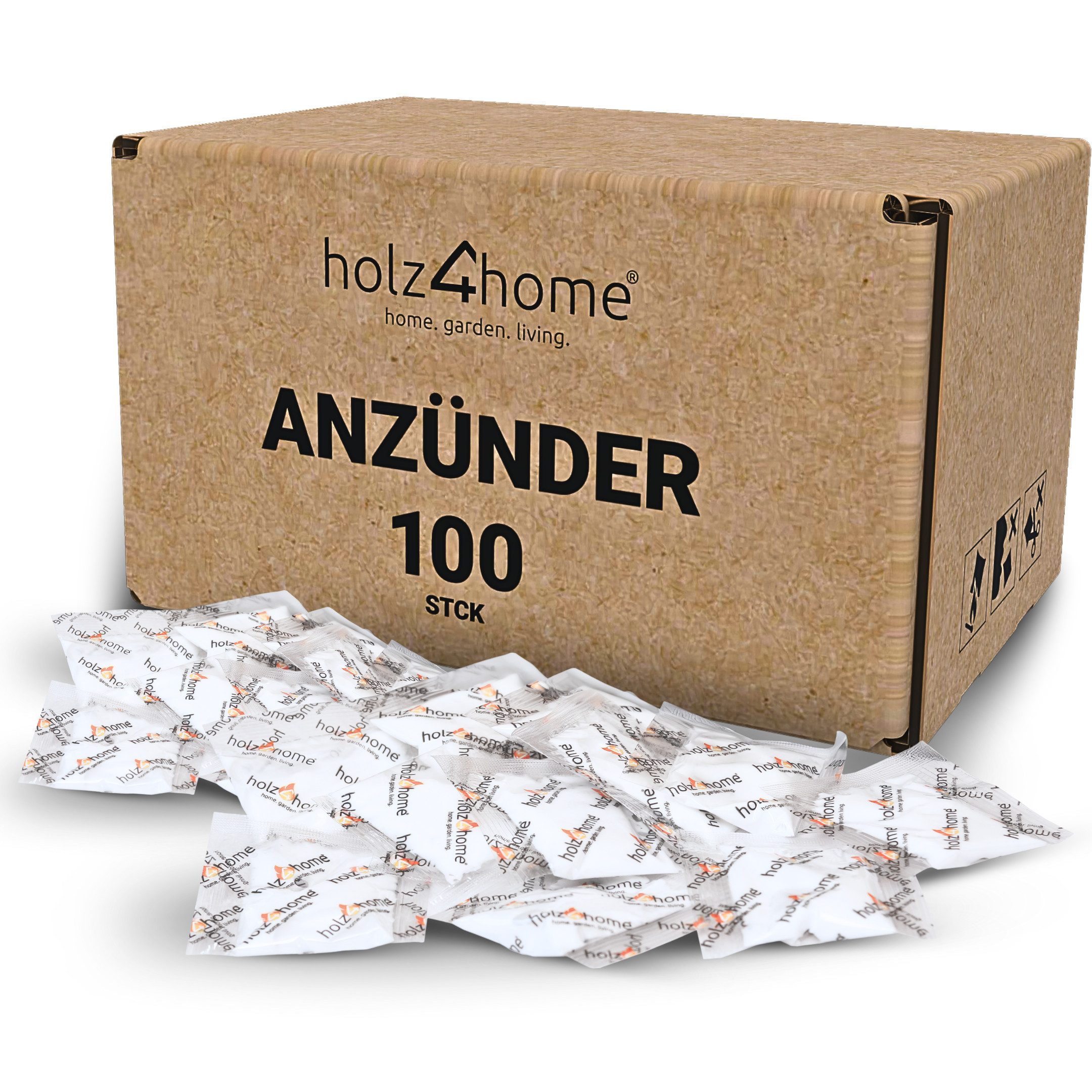 holz4home® Grillanzünder Anzündtüten Kaminanzünder I Anzünder Ofenanzünder Zündtüten Kamin, (100-St), Lange Brennbar & Wasserdicht