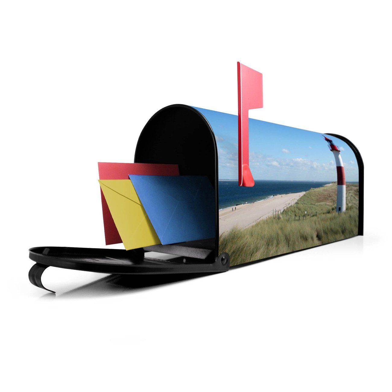 banjado Amerikanischer Briefkasten Mailbox cm (Amerikanischer 22 Mississippi Leuchtturm original 17 USA), schwarz x Briefkasten, x aus 51