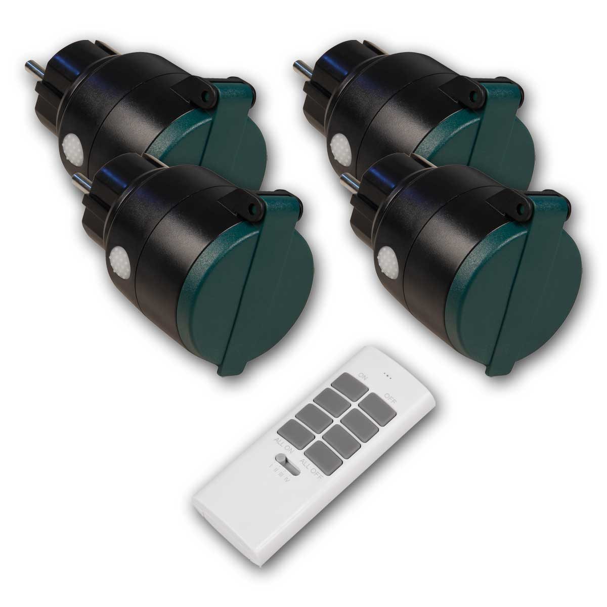 McPower Funksteckdose Funk-Steckdosen-Set IP44 "COMFORT" 230V, 4 Stk+FB