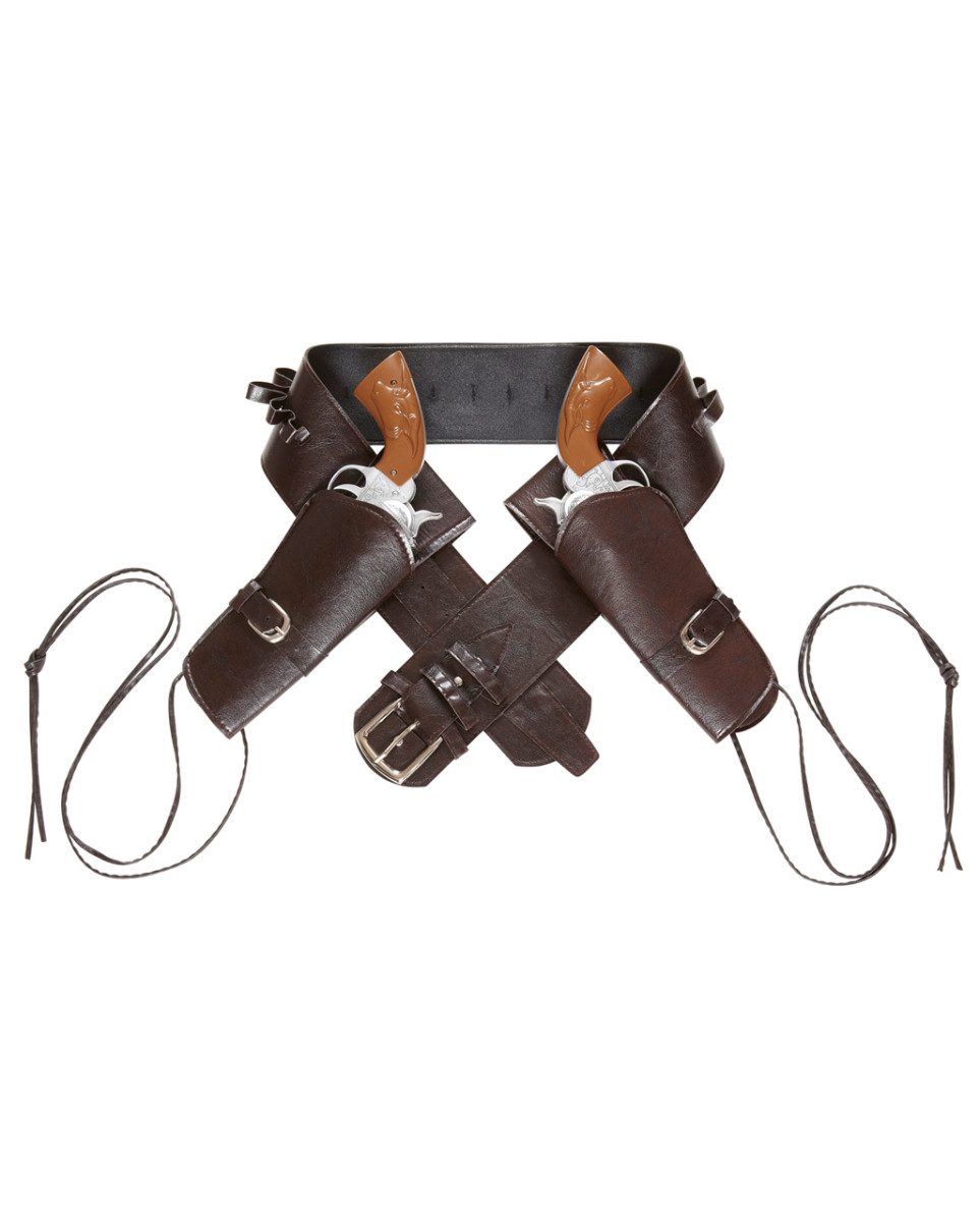 Horror-Shop Blaster Doppelter Western Kunstleder Holster für Räuber un