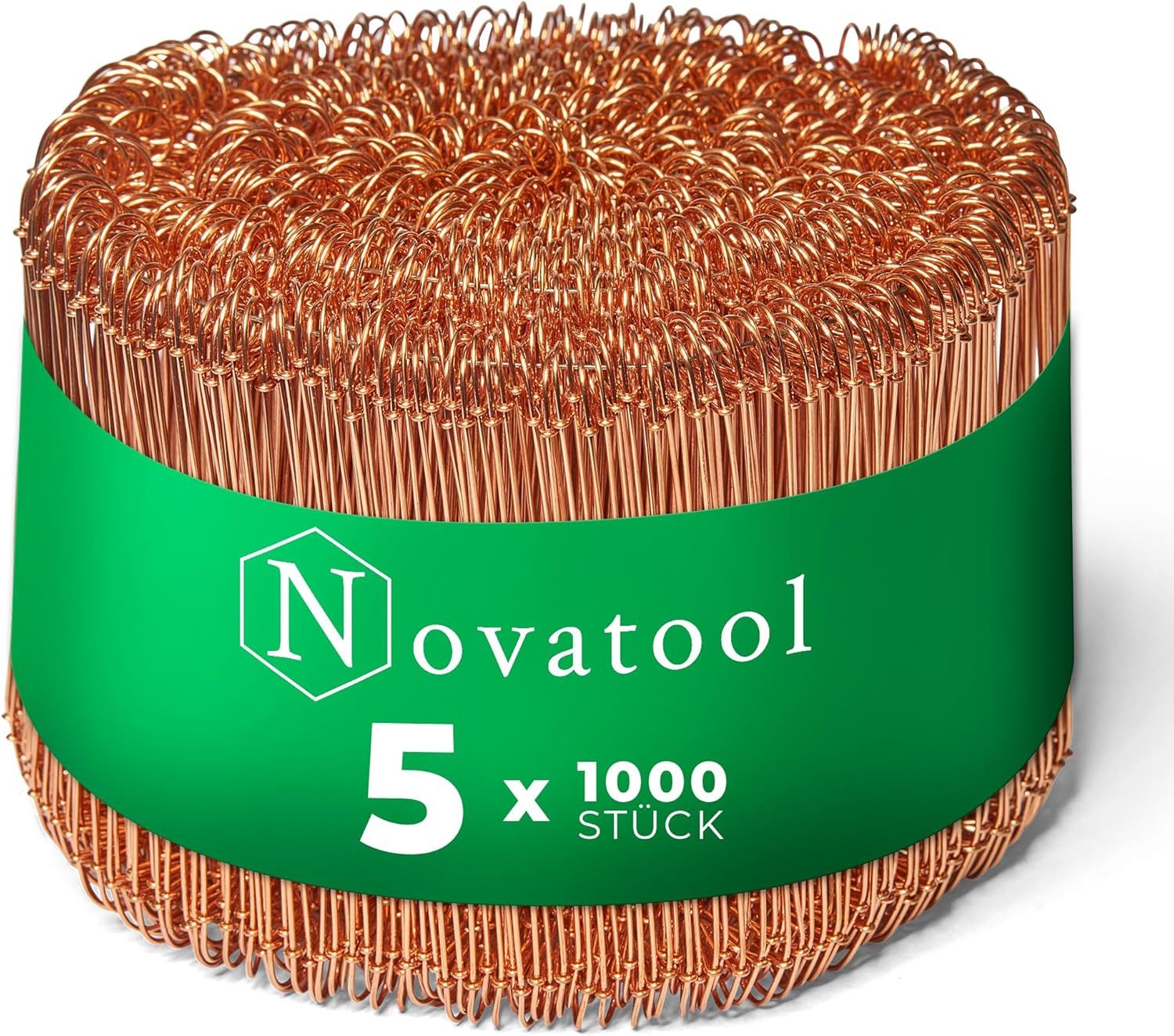 Novatool Wickeldraht 862522-003-5xStuck, 5.000 Stück Rödeldraht mit Ösen 1 x 120mm Bindedraht verkupfert, robus