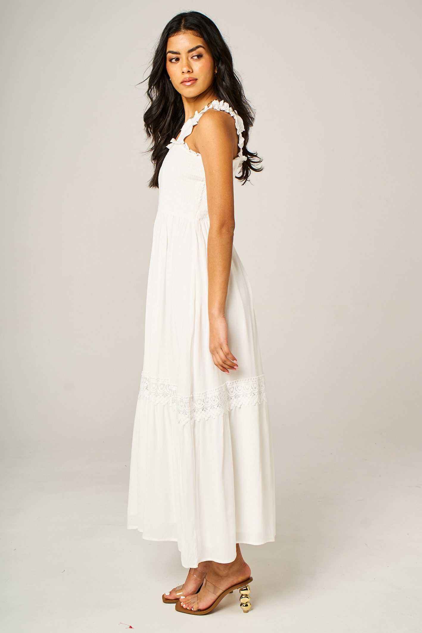 FS Collection Trägerkleid Damen Trägerkleid Maxikleid Sommerkleid Freizeitkleid mit Spitze (XS (EU:36 / UK:8) · S (EU:38 / UK:10) · M (EU:40 / UK:12) · L (EU:42 – Bild 5 von 5