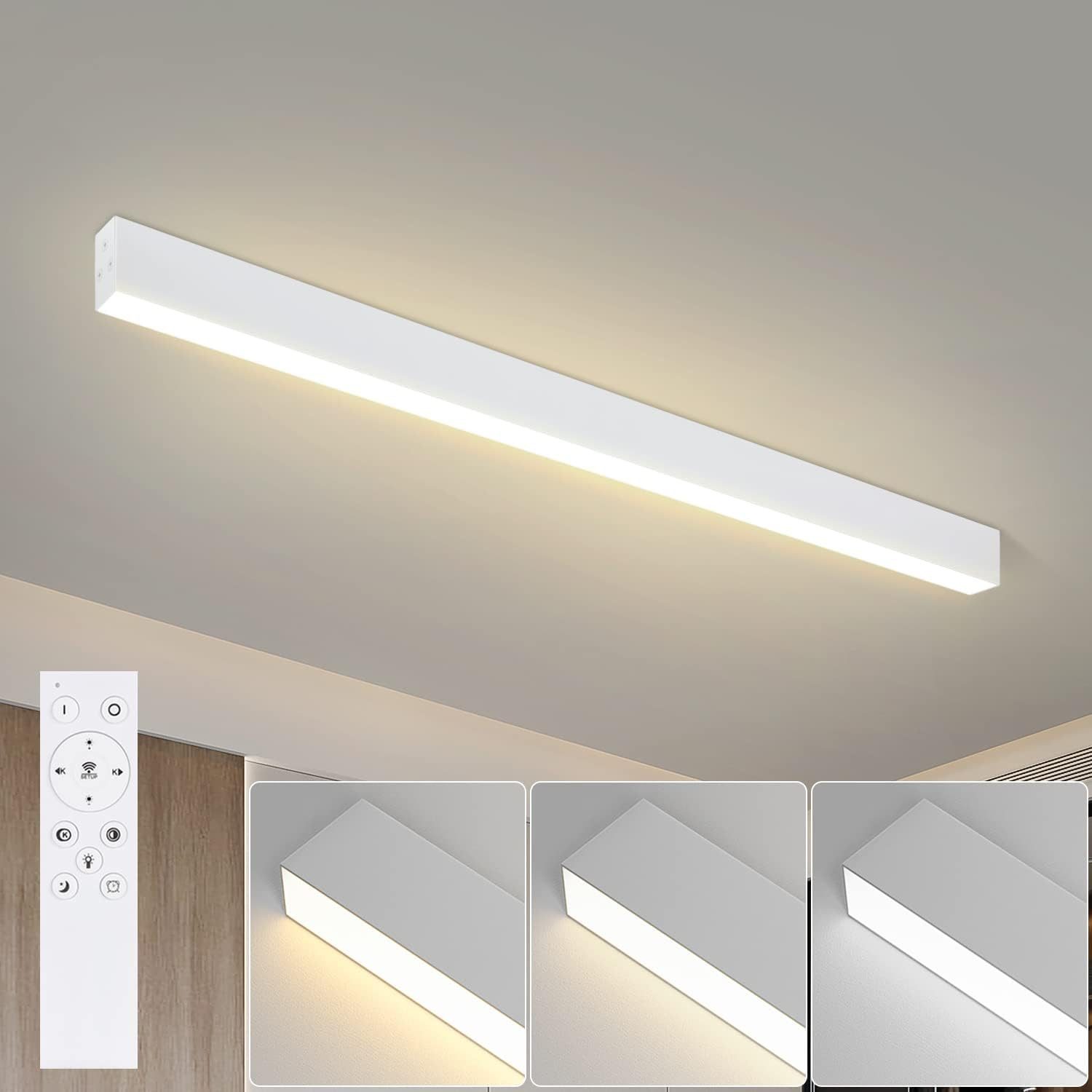 ZMH Deckenleuchten Wohnzimmer Modern Dimmbar Bürolampe Decke Mit Fernbedienung, LED fest integriert, LED fest integriert