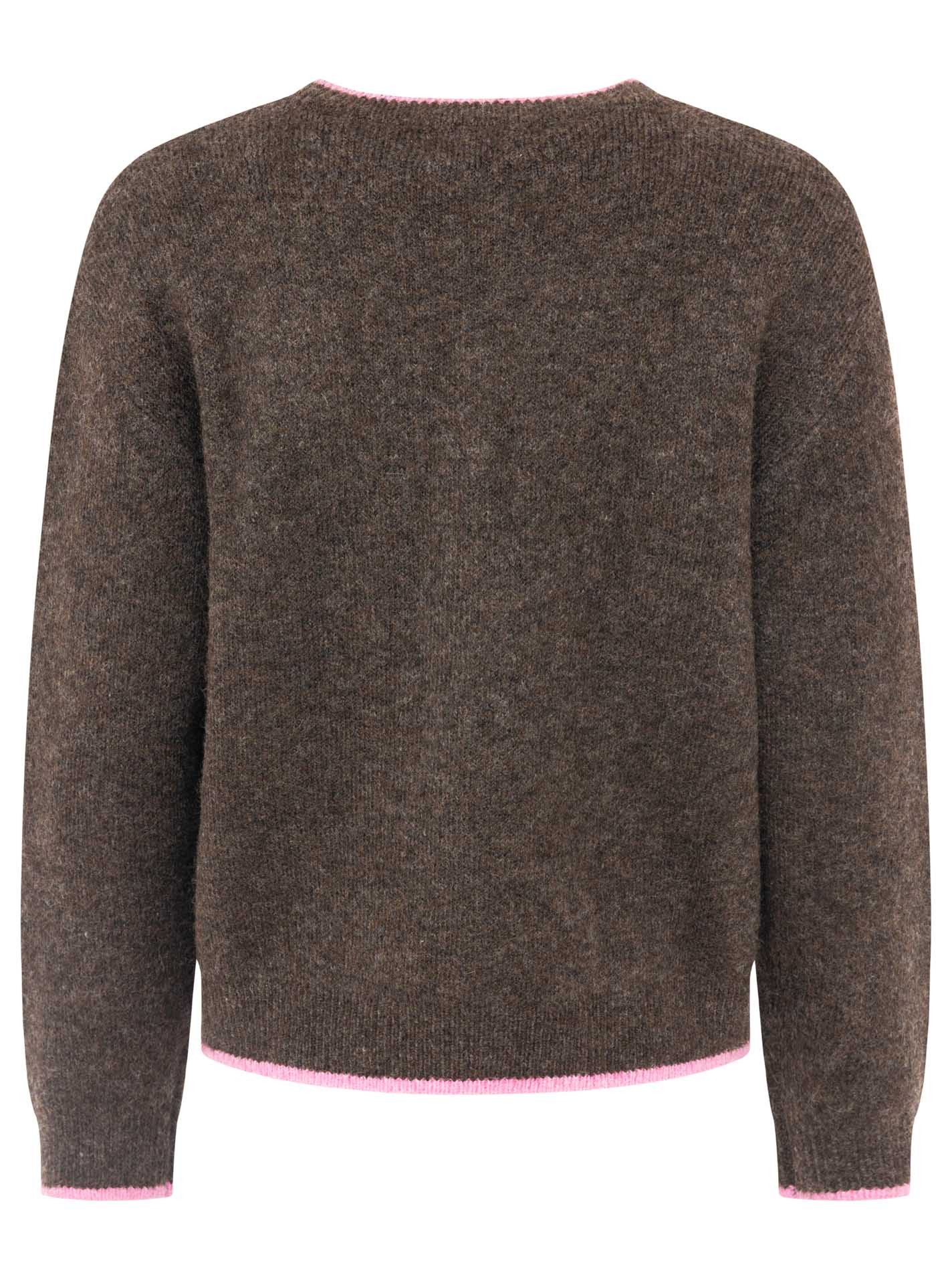 Zwillingsherz Strickjacke "ZH" mit Reißverschluss, Eingriffstaschen, Logopatch, farbige Kanten – Bild 4 von 5