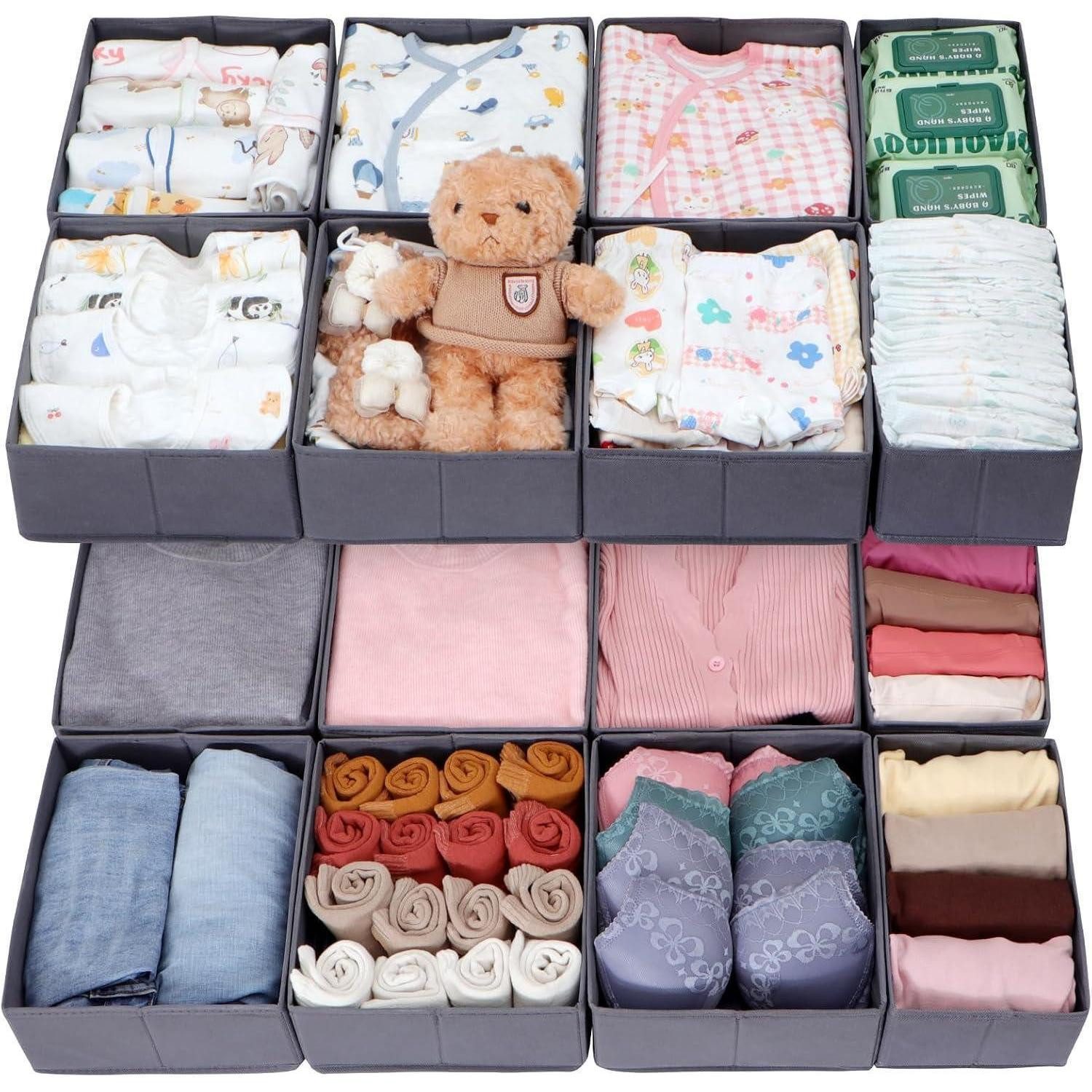 LuxusKollektion Schubladeneinsatz Schubladen Organizer Stoffboxen 16er Set Grau für Pax Schrank 100x58