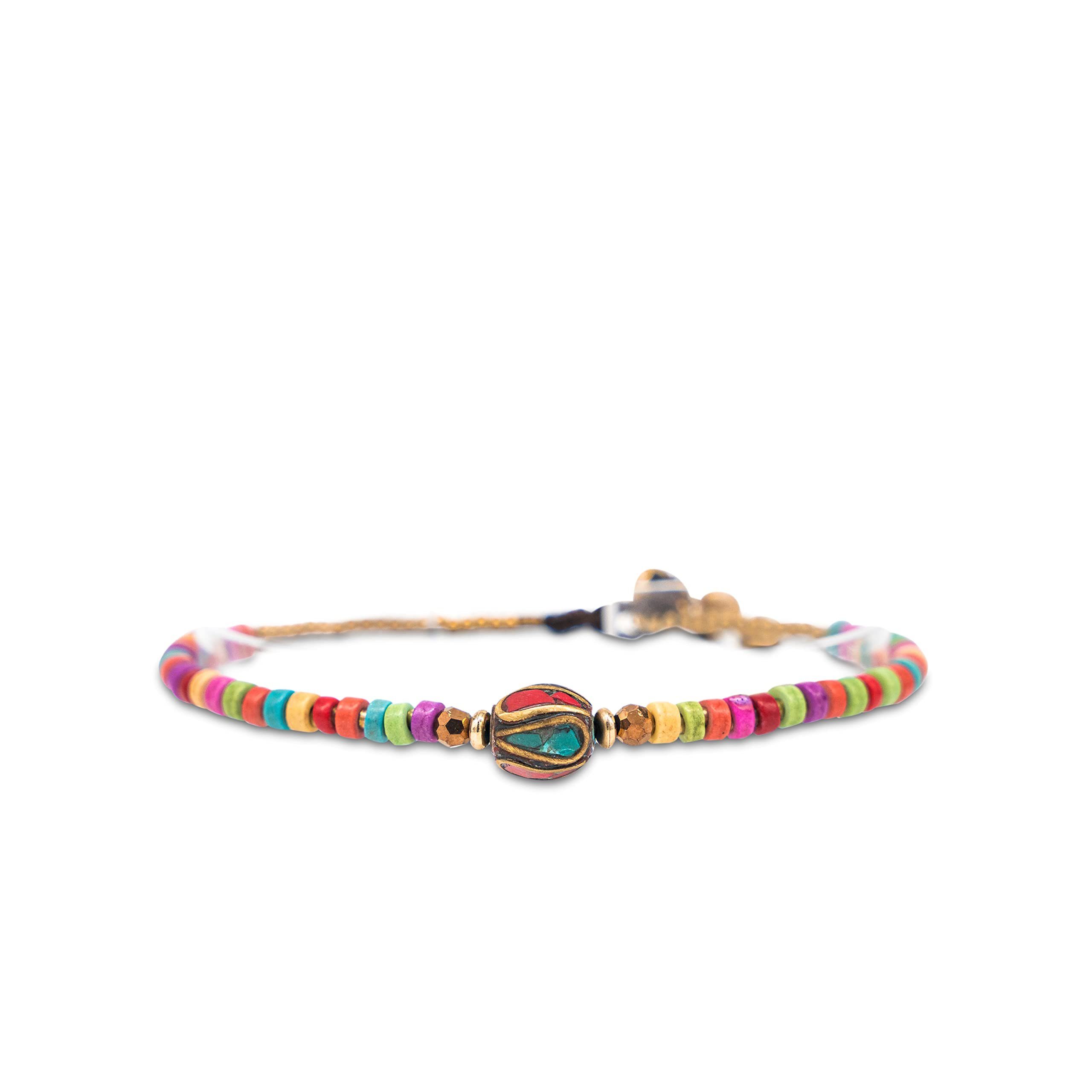 Made by Nami Fußkette Surfer Fußkettchen mit Perlen Damen & Mädchen Boho Fußkette, Hippie Fußkettchen Festival Schmuck