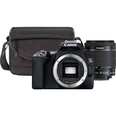 Canon 250D + EF-S 18-55mm f/3.5-5.6 III + SB130 Kit Spiegelreflexkamera (EF-S 18-55mm f/3.5-5.6 III, 24,1 MP, Bluetooth, WLAN)