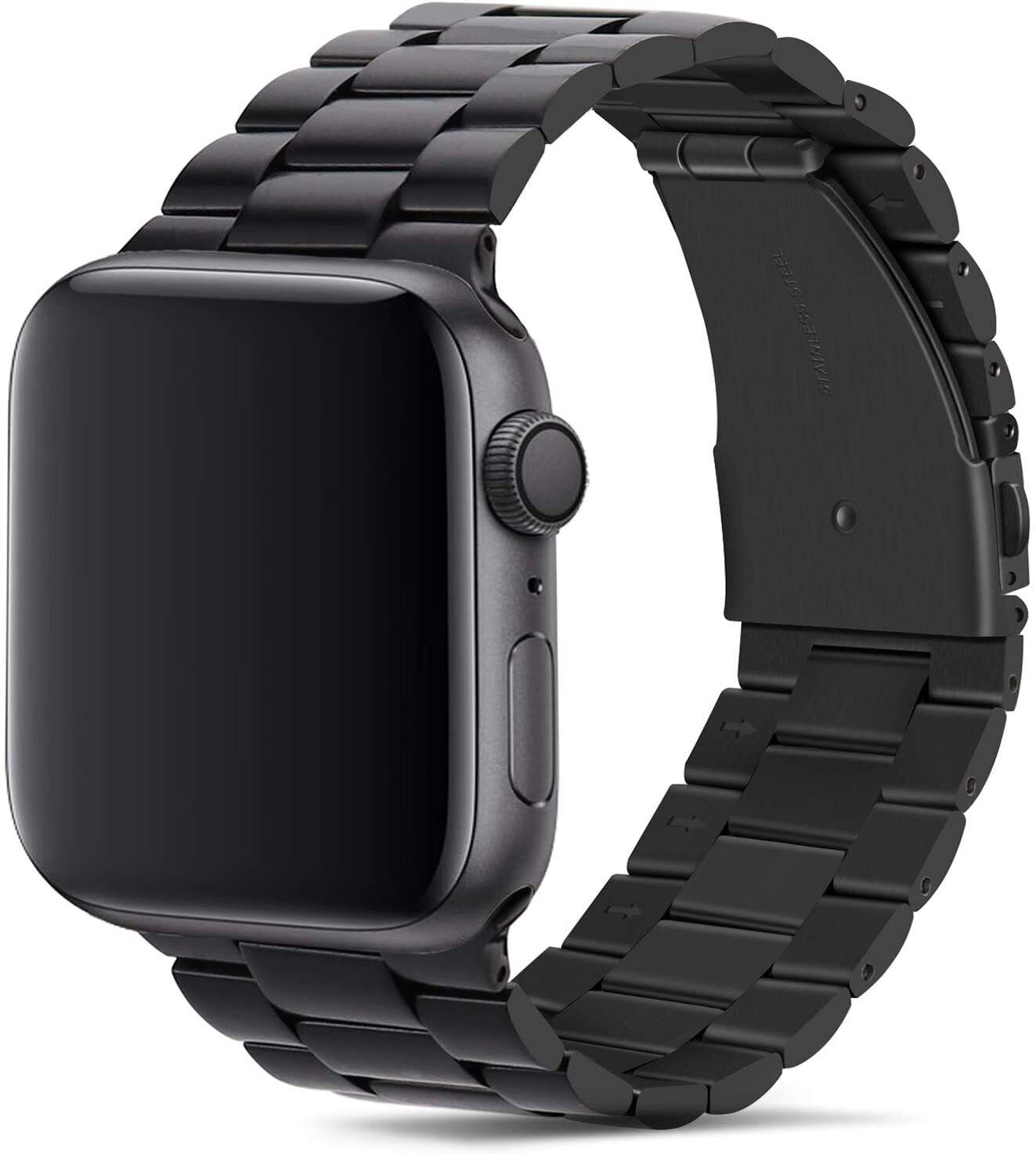 Widmann-Shop Smartwatch-Armband Apple Watch Armband Band Ersatz Edelstahl Serie 3 4 5 6 7 8 SE 38-49mm Schwarz
