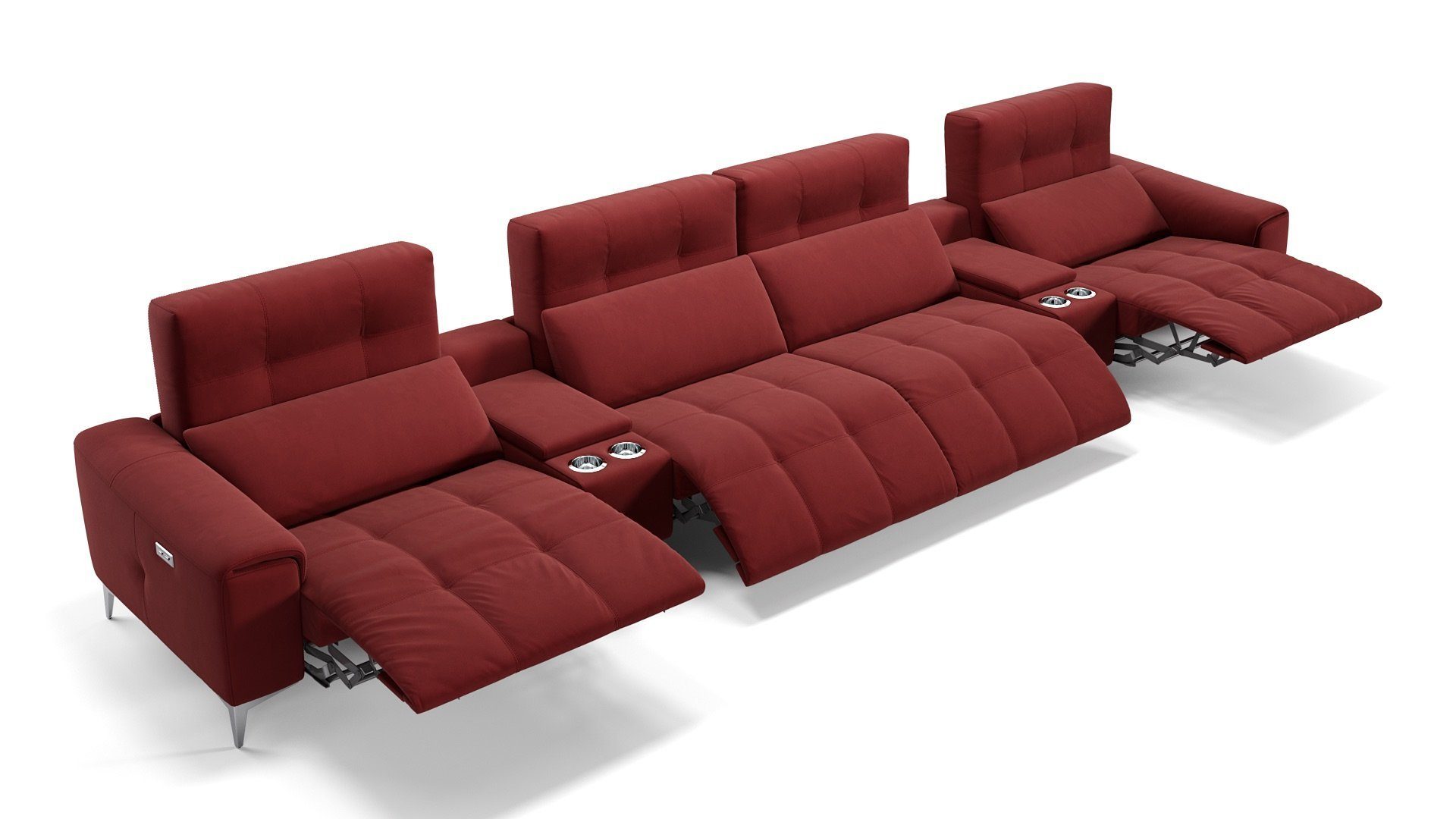 100 Kinosofa cm x Sofa SALENTO 374 Stoff Sofanella - 4-Sitzer Rot Sofanella S: in