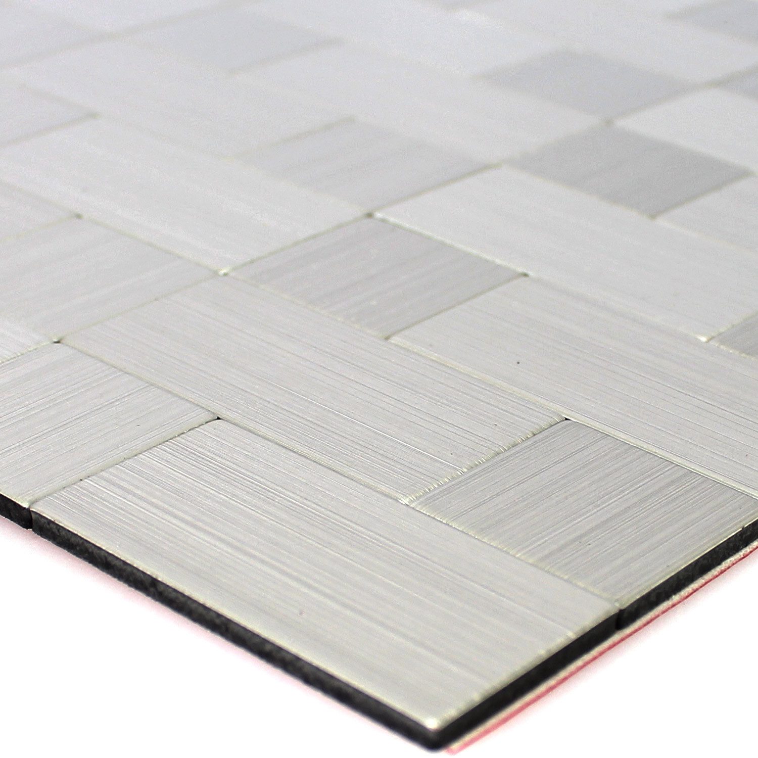 Mosafil Mosaikfliesen Metall Mosaik Fliesen Selbstklebend Mikros Silber 2Mix, Metall-Edelstahl 30.500x30.500, silber