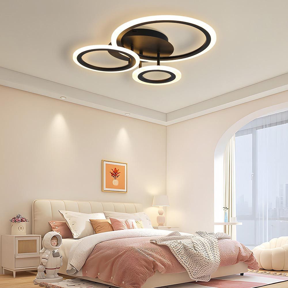 POPOLIC LED Deckenleuchte Modern Dimmbar Deckenleuchte für Wohnzimmer, Schlafzimmer, Deckenlampe mit Fernbedienung, 3000K-6000K