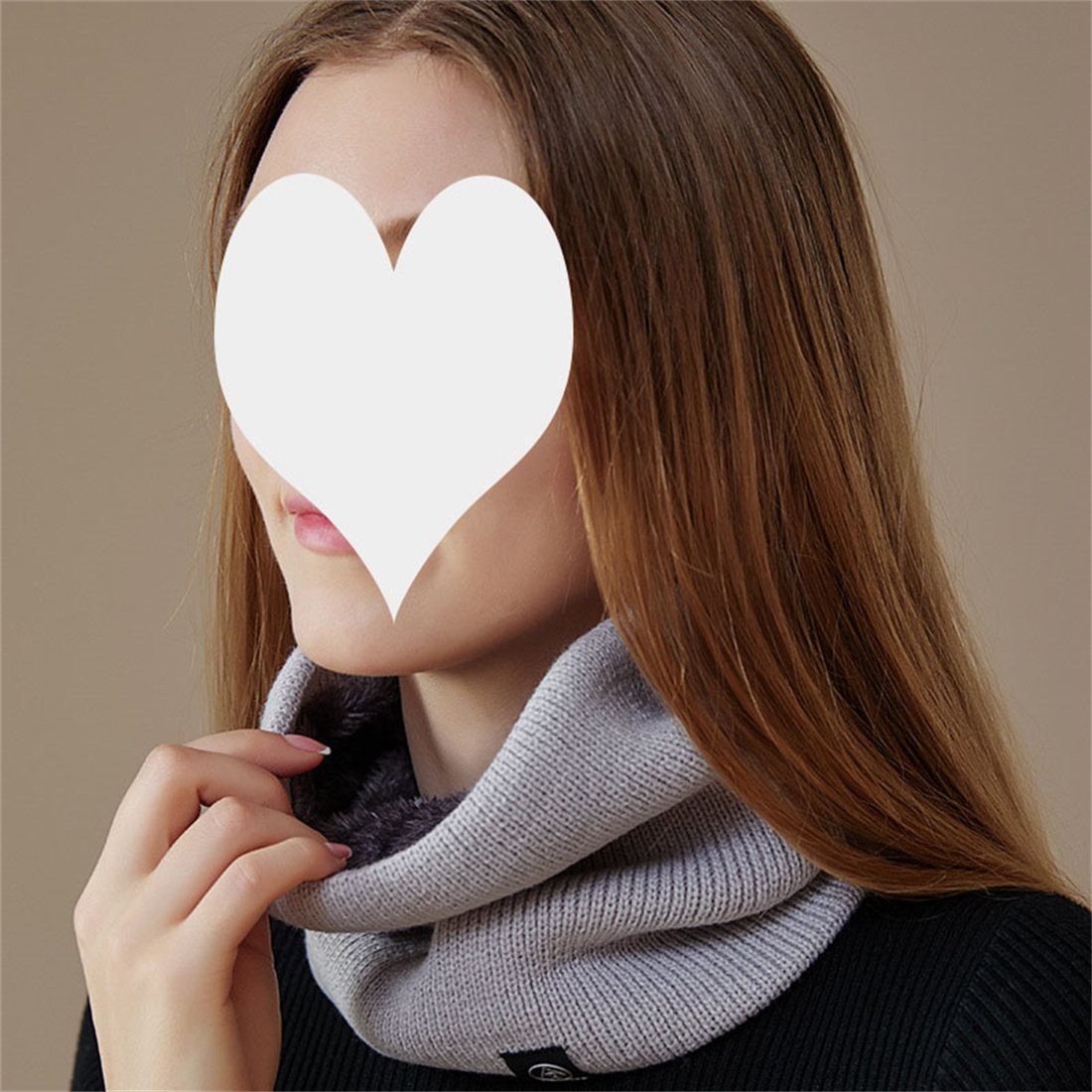 Winter Unisex verdickt DÖRÖY Modeschal gepolstert einfarbig Hals warm Abdeckung Schal, Grau