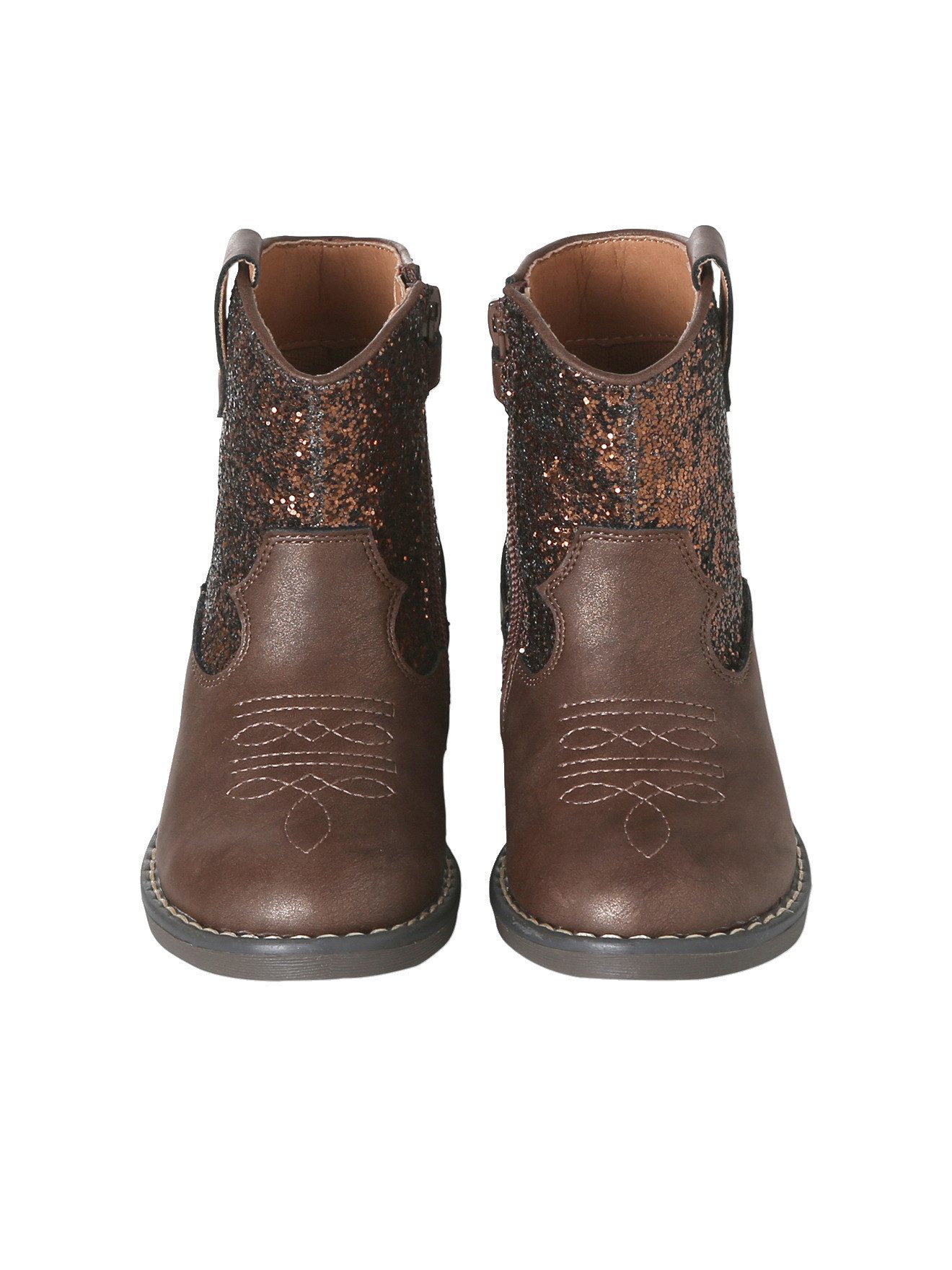 vertbaudet Boots mit Glitzer-Schaft und Ziernaht Mädchen Schnürboots – Bild 4 von 5