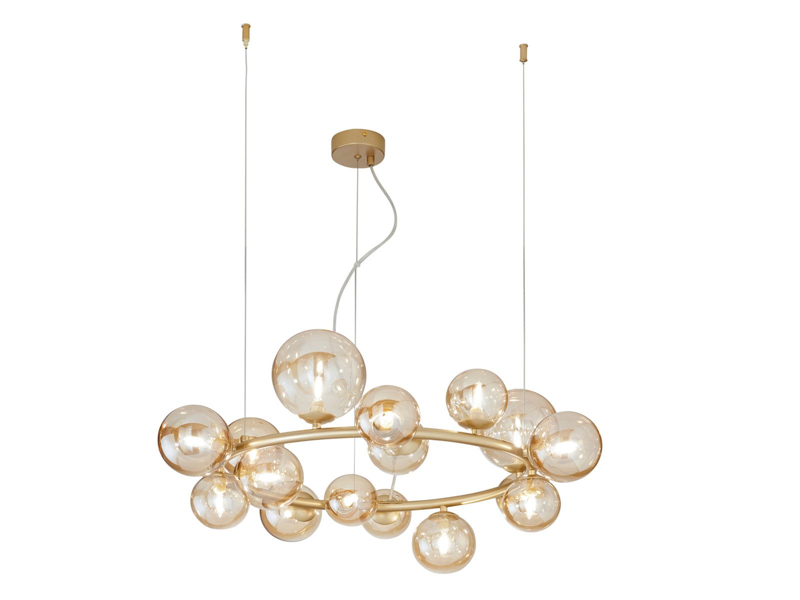 Luce Design Ambiente LED Pendelleuchte 16-flammig mit Glas-Kugeln Ø82cm, Dimmfunktion, LED wechselbar, Warmweiß, ausgefallen-e große Hänglampe mehrflammig hängend über Esstisch