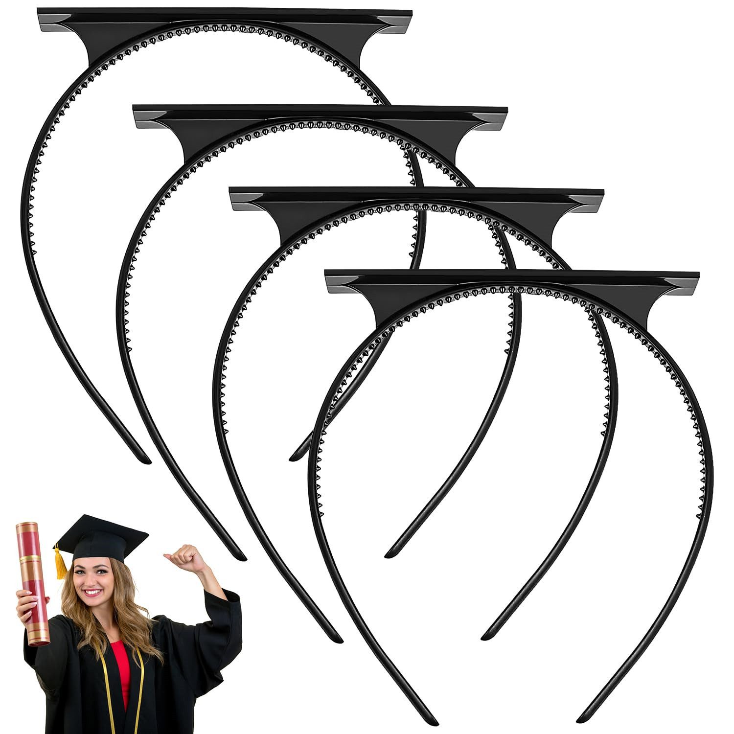 autolock Haarband Grad Cap Headband Insert sichert Ihre Graduation Cap(4 Pcs), 4-tlg.