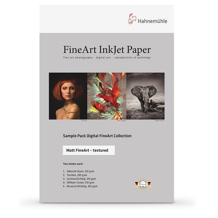Hahnemühle Fotopapier Sample Pack Digital FineArt Collection - Matt FineArt Textured Set bestehend aus 5x je 2 Bögen
