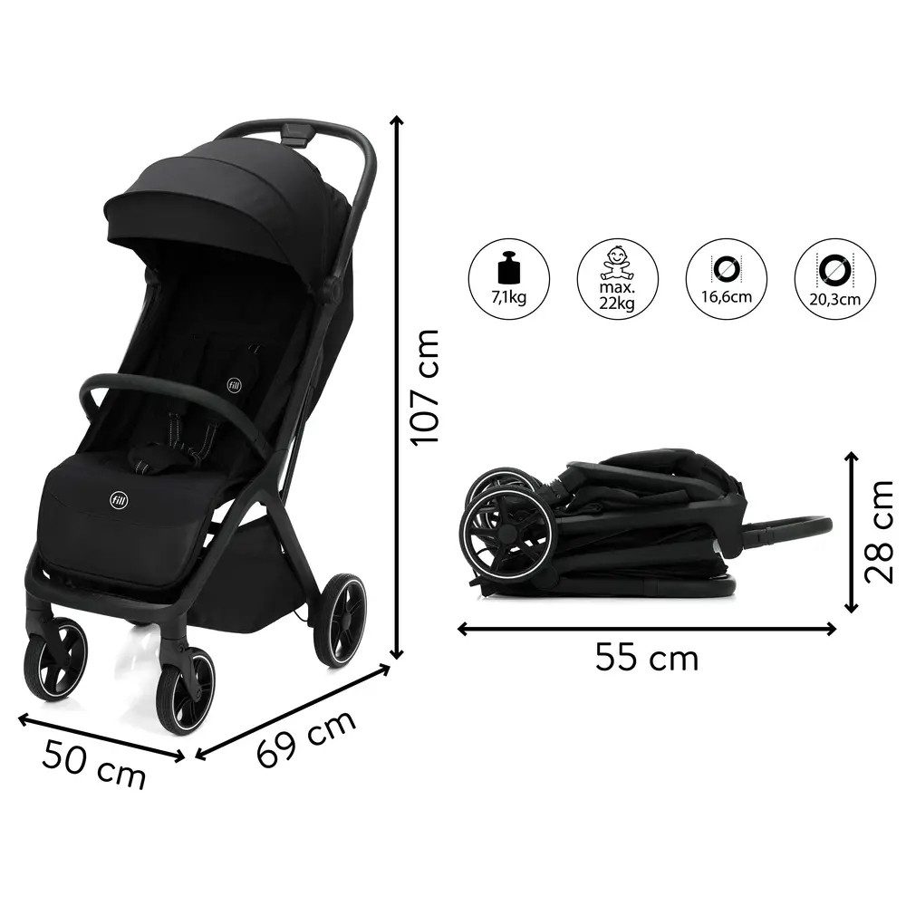 Fillikid Kombi-Kinderwagen Buggy Cooper schwarz