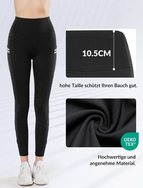 Yvette Funktionsleggings mit Mesh und Taschen, high waist Sporthose, E110417A21