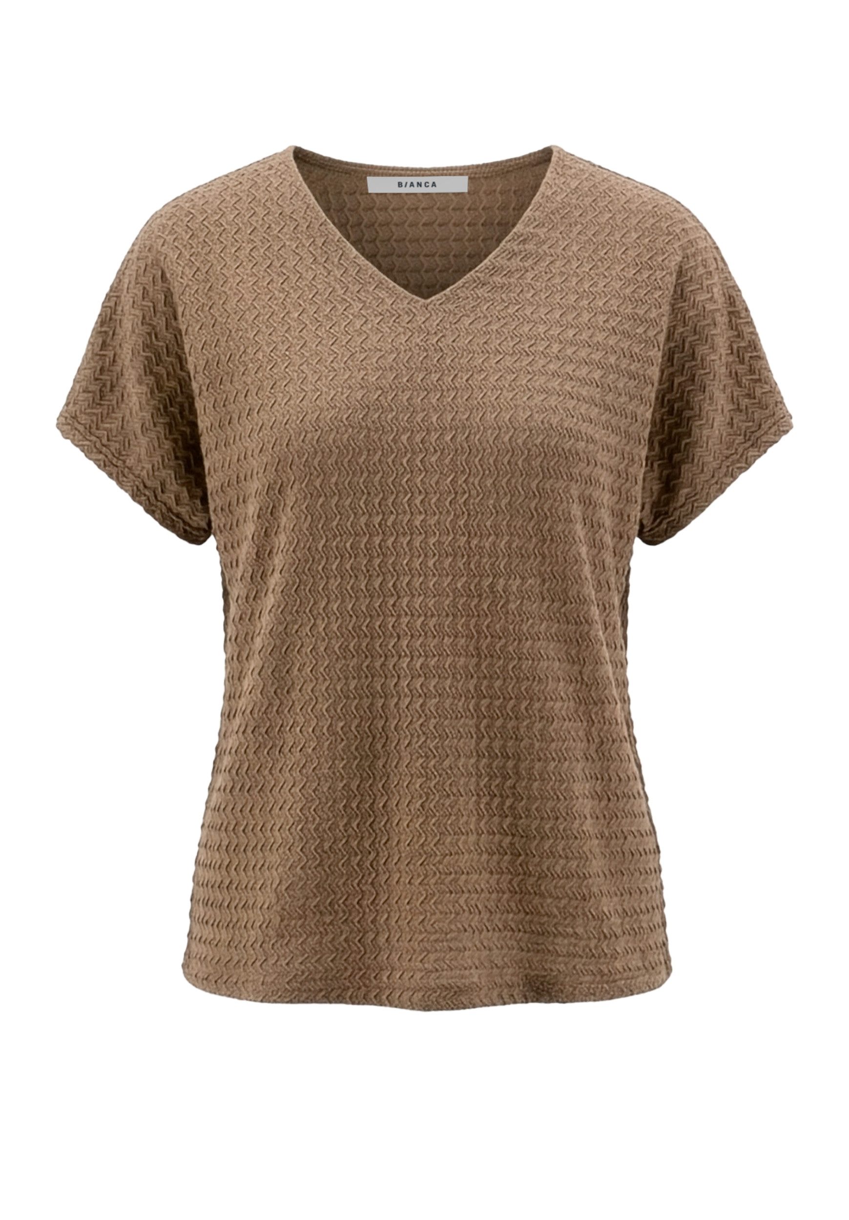 bianca Kurzarmshirt JULIE - Crinkle Shirt mit Gummizug am Saum - Shirt Damen