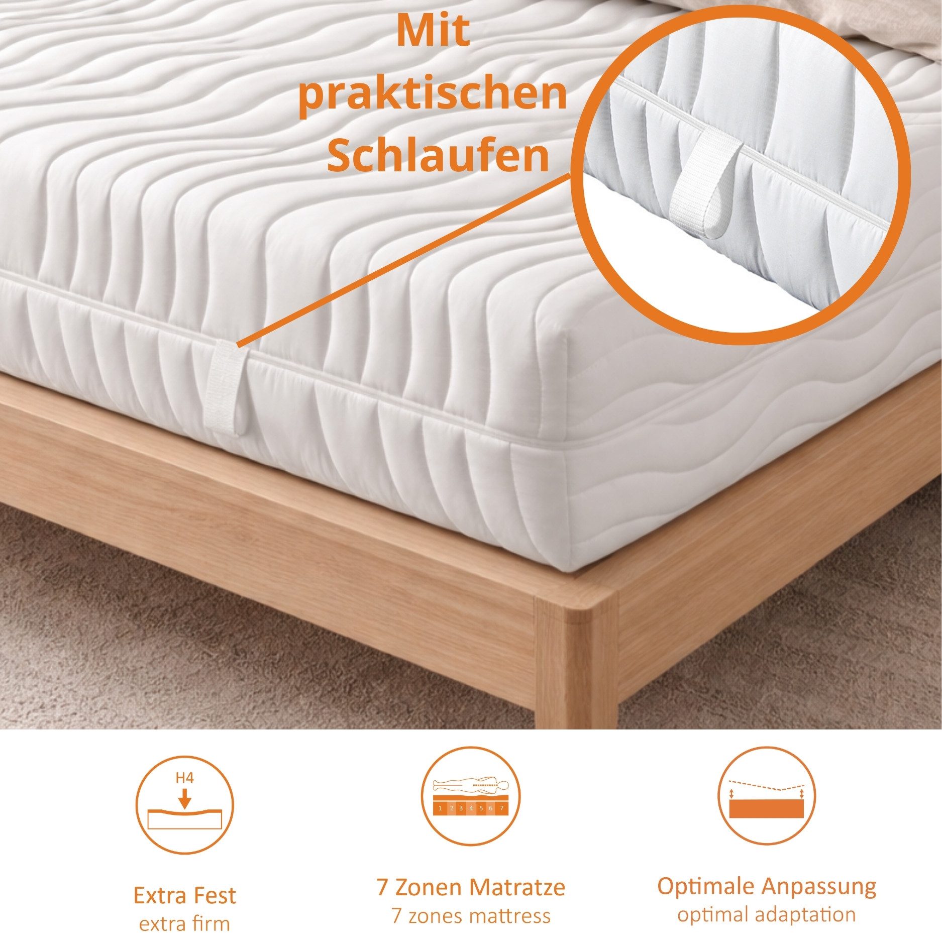Taschenfederkernmatratze Innovation 320, 90x200 cm, 140x200 cm und weitere Größen, sleepling, 25 cm hoch, 7 - Liegezonen, mit Kalt- oder Gelschaumauflage