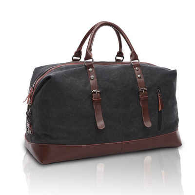 TAN.TOMI Reisetasche Oversized Travel Bag, Weekend Bag, Duffel Bag, Vintage Handbag, Canvas, Leather Trim, Unisex Shoulder Bag