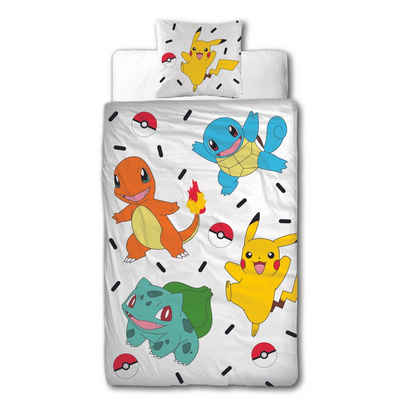 Bettwäsche »Pokémon 135x200 + 80x80 cm 2 tlg., 100 % Baumwolle in Renforcé«, MTOnlinehandel, Pikachu & Friends Game für Kinder, Teenager, Jugend