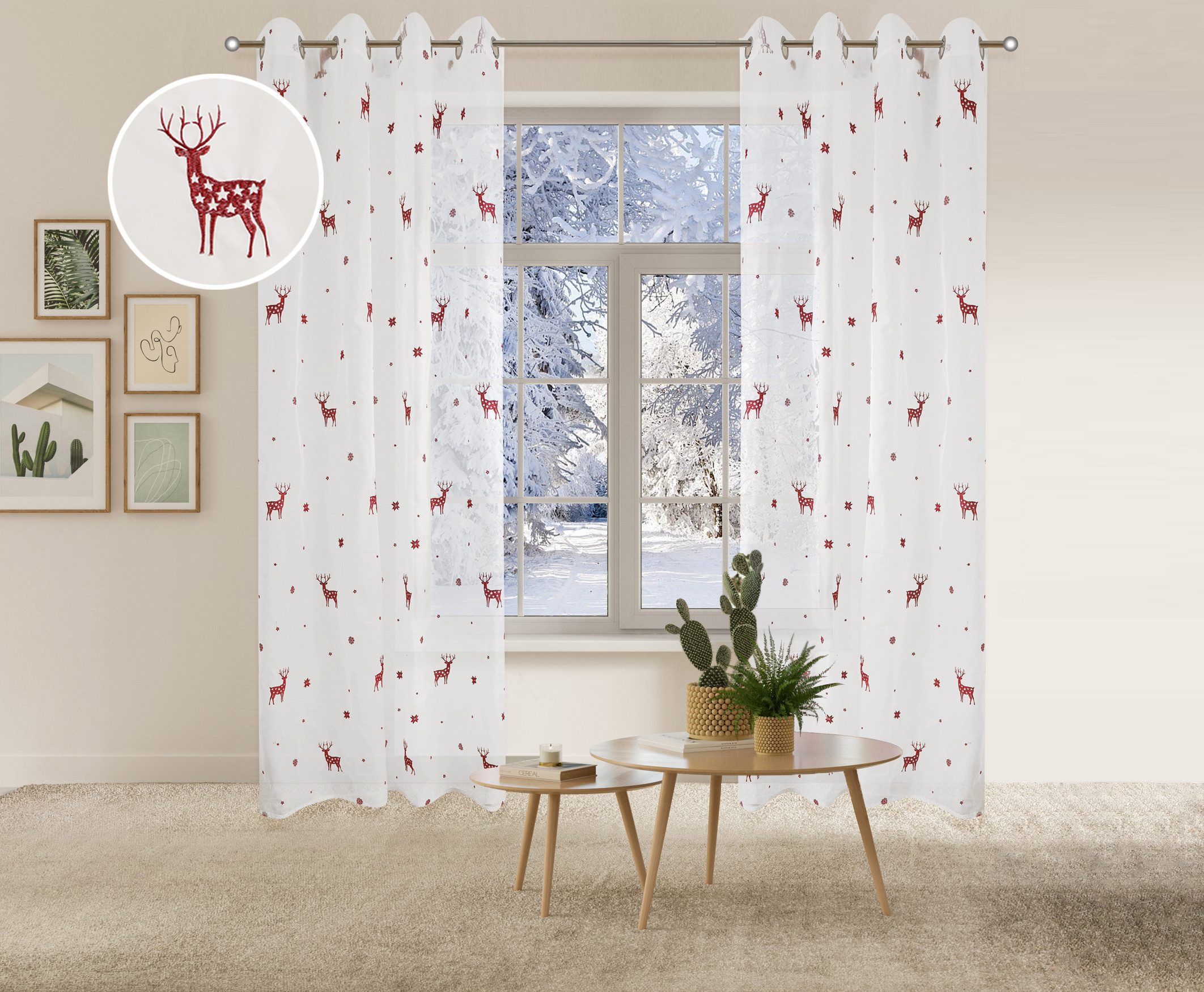 my home Gardine Elch, Ösen (1 günstig online kaufen
