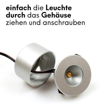 kalb LED Unterbauleuchte Mini-Star LED SET Einbauspot Unterbauleuchte Einbaustrahler Chrom Alu, 1er Set silbergrau, warmweiß