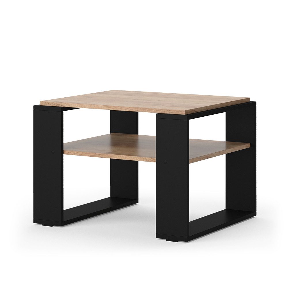 Vicco Couchtisch Helm, Goldkraft Eiche/Schwarz, 65.6 x 55,8 cm mit Ablage günstig online kaufen