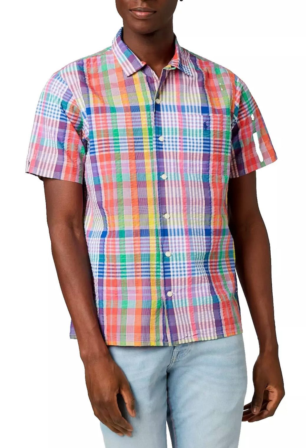 Polo Ralph Lauren Kurzarmhemd Karohemd Clady Seersucker Camp Shirt Klassisches im Classic Fit aus leichtem, atmungsaktivem Baumwoll-Seersucker gefertigt