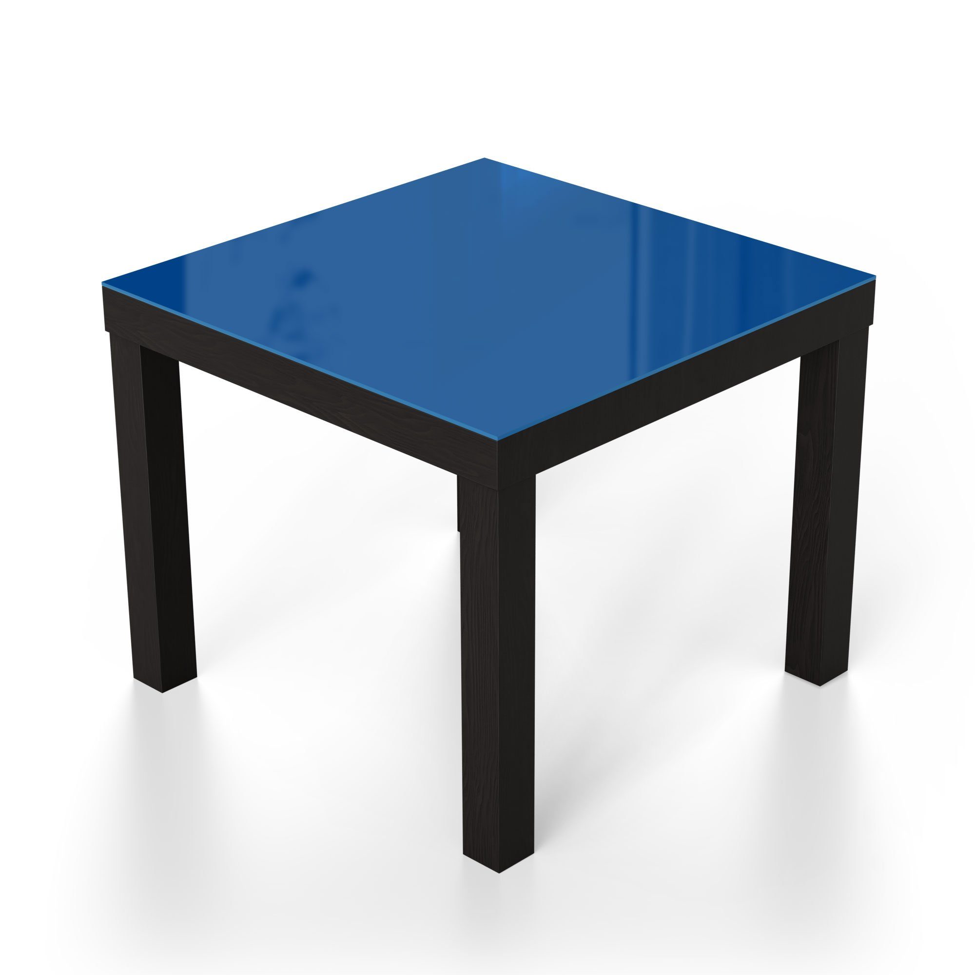 DEQORI Couchtisch 'Unifarben - Beistelltisch Glas Schwarz Mittelblau', modern Glastisch