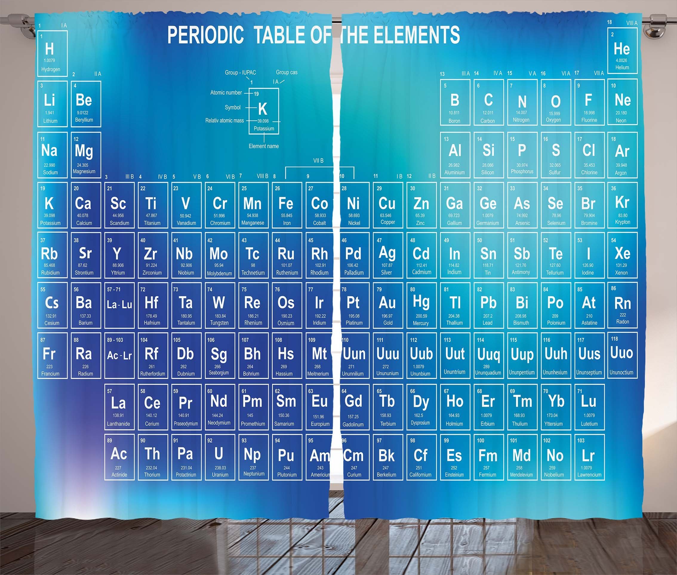 Gardine Schlafzimmer Kräuselband Vorhang mit Schlaufen und Haken, Abakuhaus, Wissenschaft Chemistry Element Tabelle